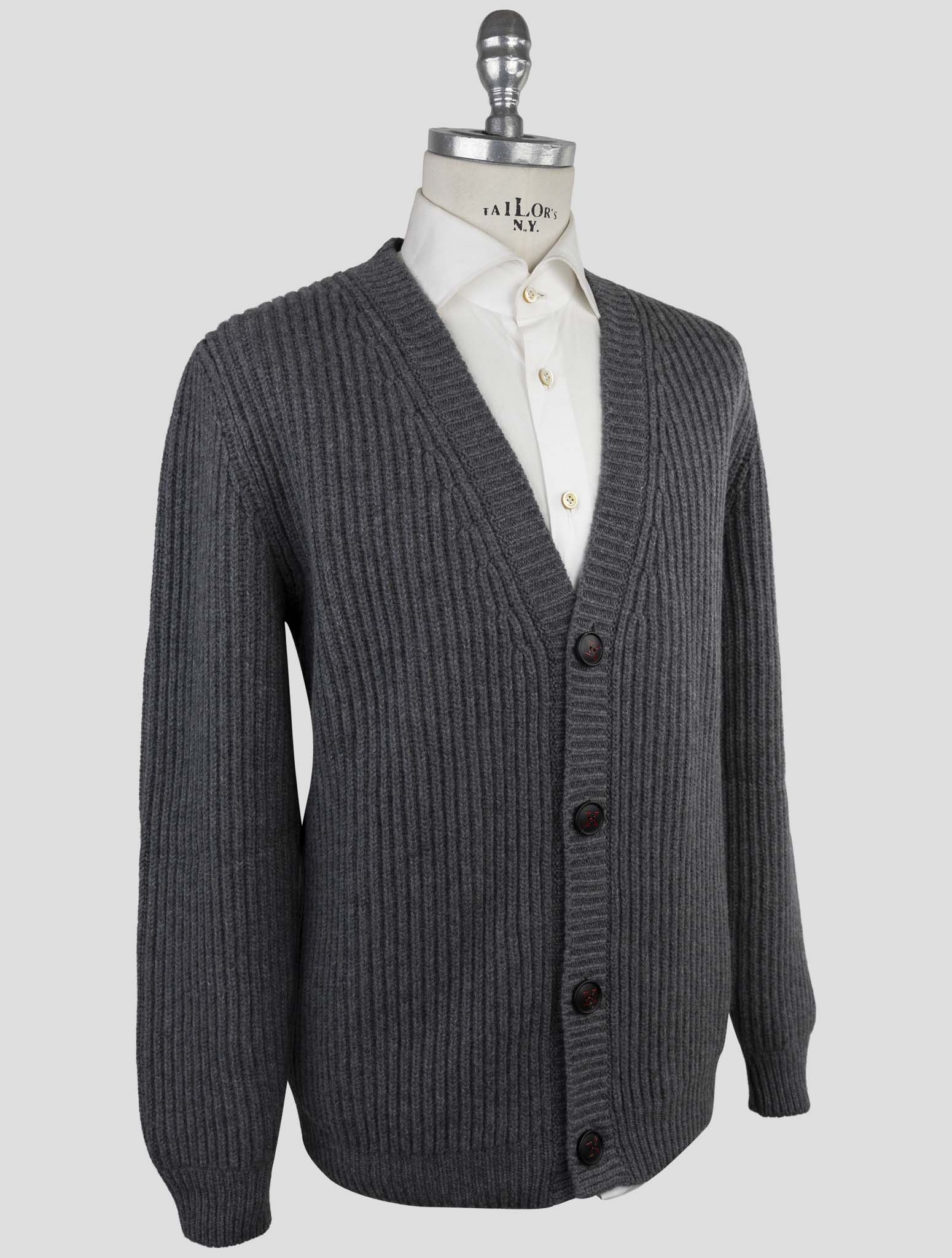 Kiton Gray Cashmere Sweater Cardigan