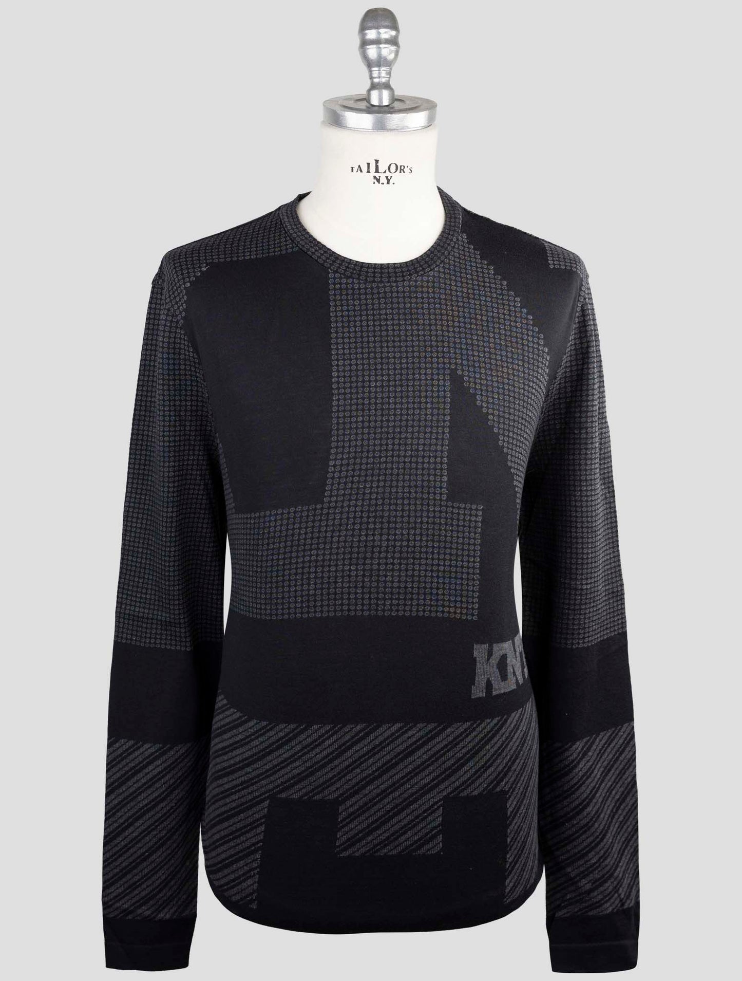 Kiton Knt Black Cotton Sweater Crewneck