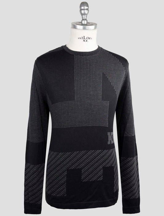 Kiton Knt Black Cotton Sweater Crewneck