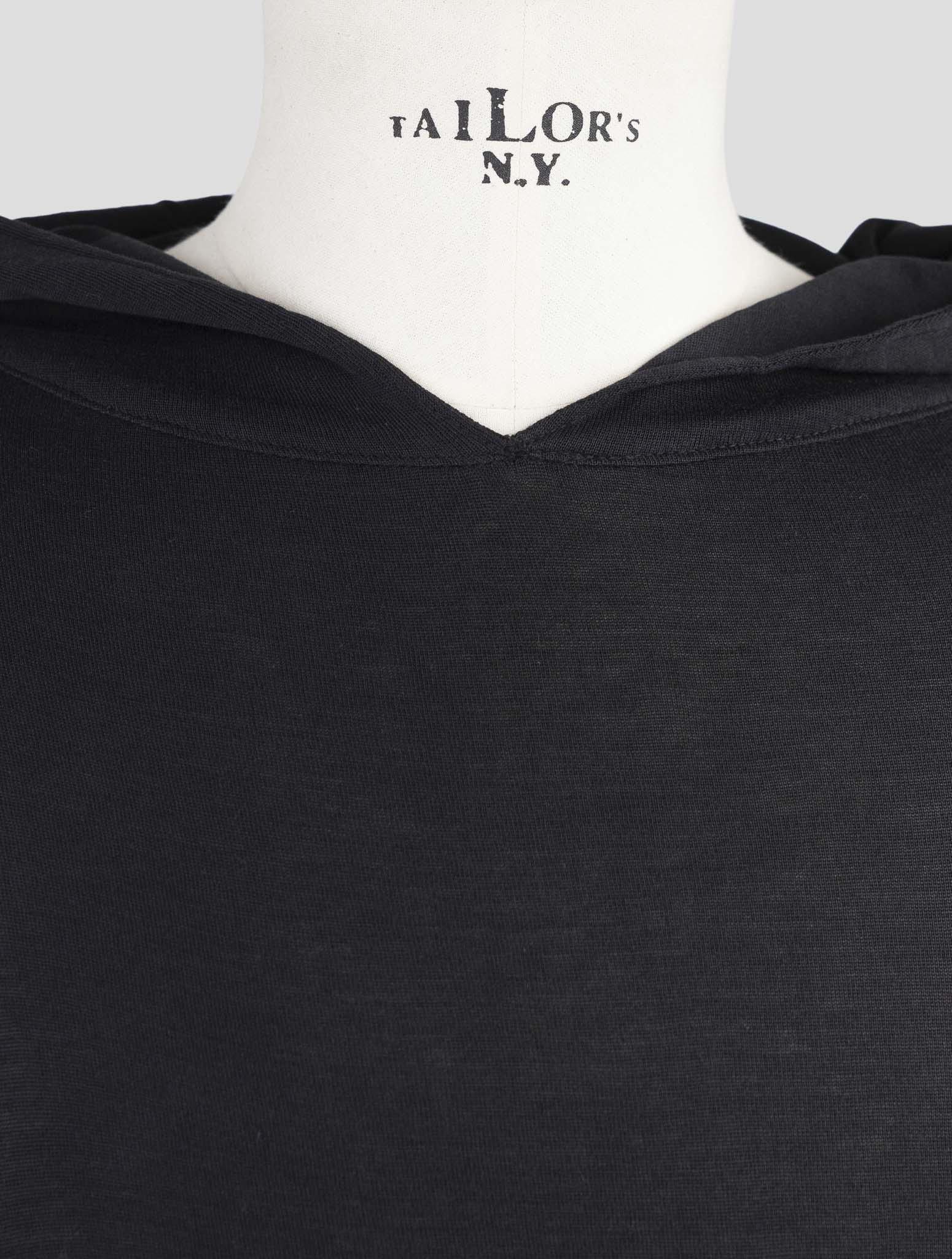 Kiton Knt Black Cotton Sweater Hoodie