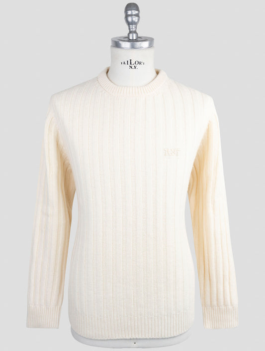 Kiton Knt White Virgin Wool Sweater Crewneck