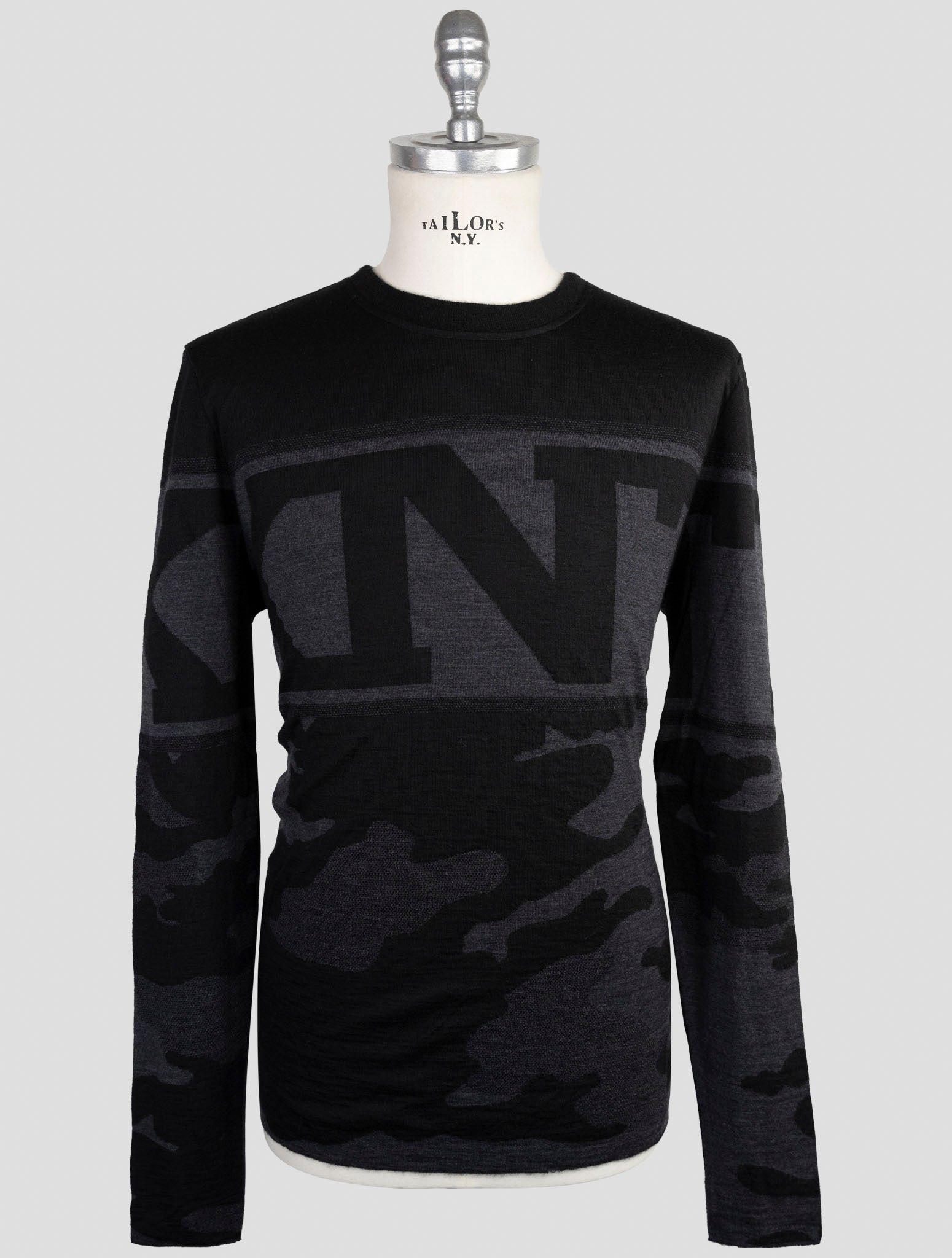 Kiton Knt Black Gray Wool Cashmere Sweater Cardigan