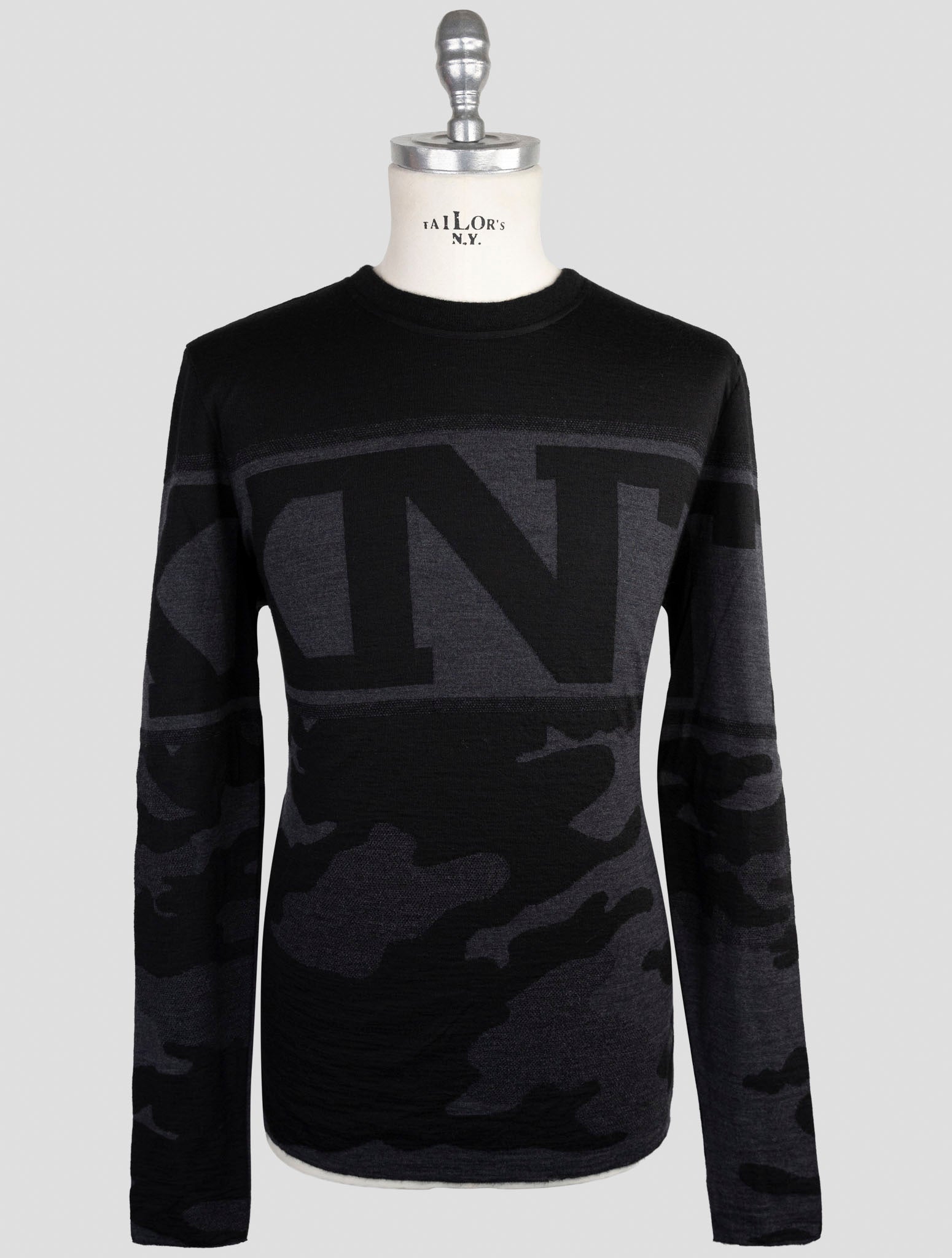 Kiton Knt Black Gray Wool Cashmere Sweater Cardigan