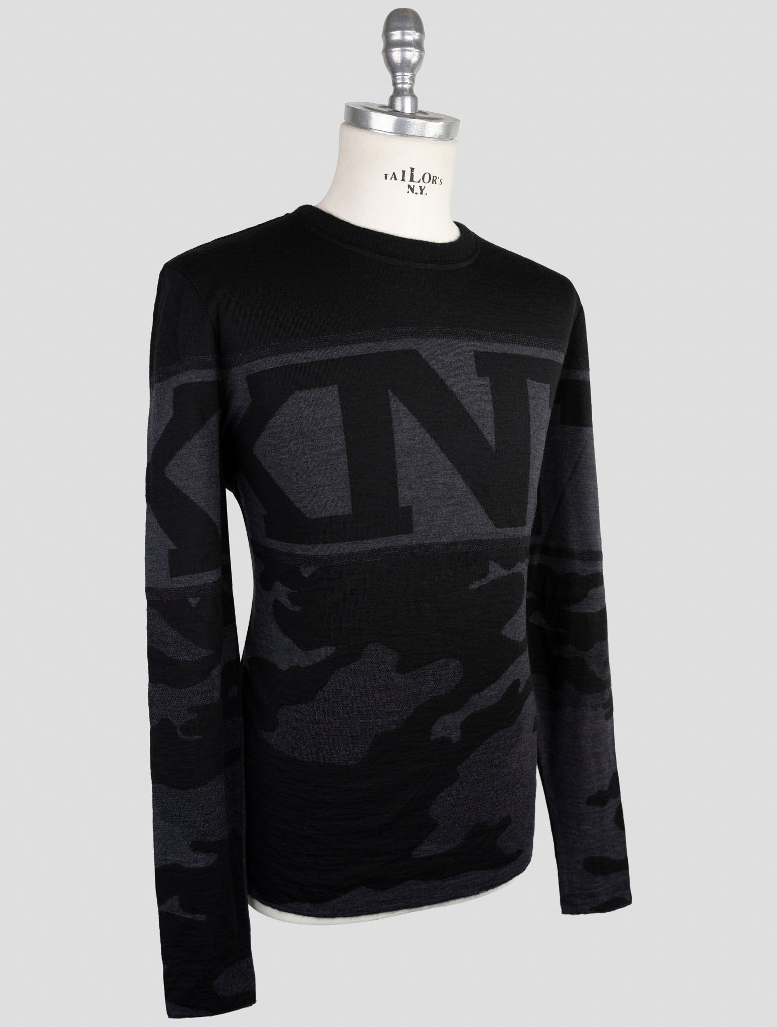 Kiton Knt Black Gray Wool Cashmere Sweater Cardigan