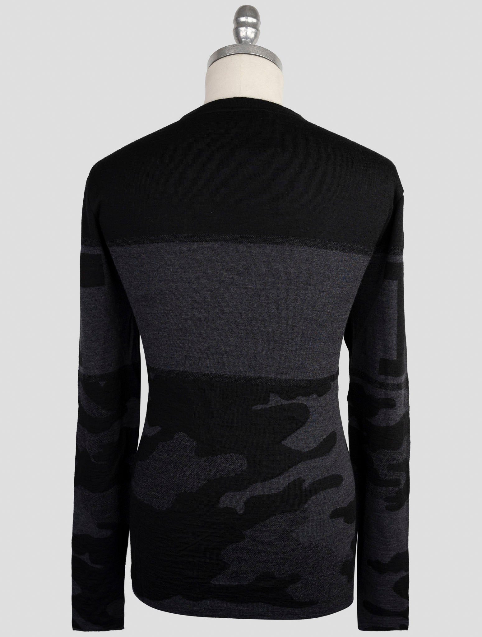 Kiton Knt Black Gray Wool Cashmere Sweater Cardigan