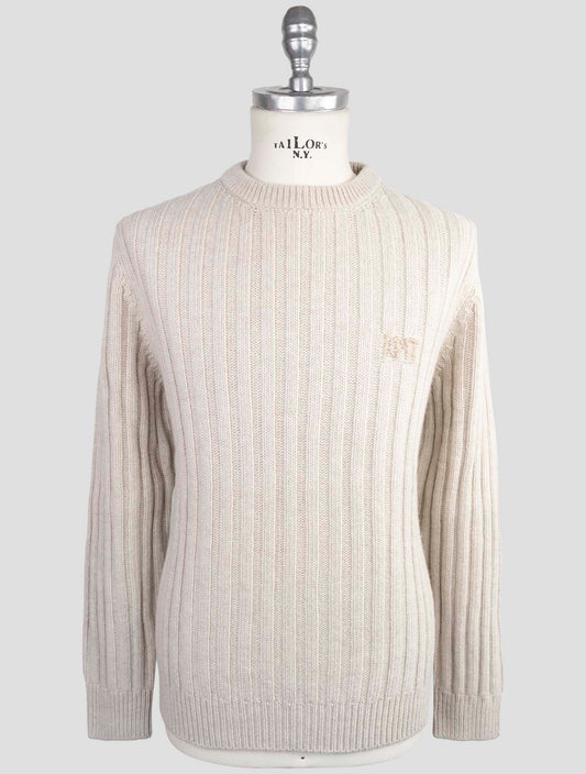 Kiton Knt Blue Virgin Wool Sweater Crewneck