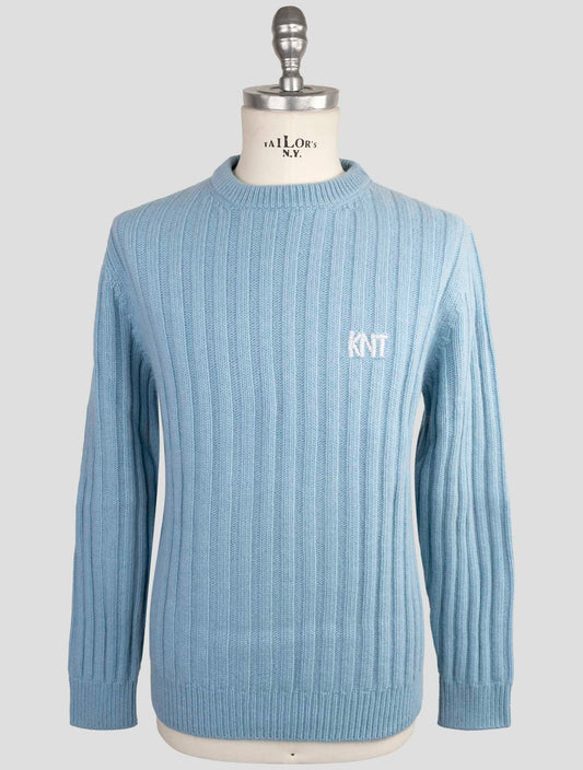 Kiton Knt Light Blue Virgin Wool Sweater Crewneck