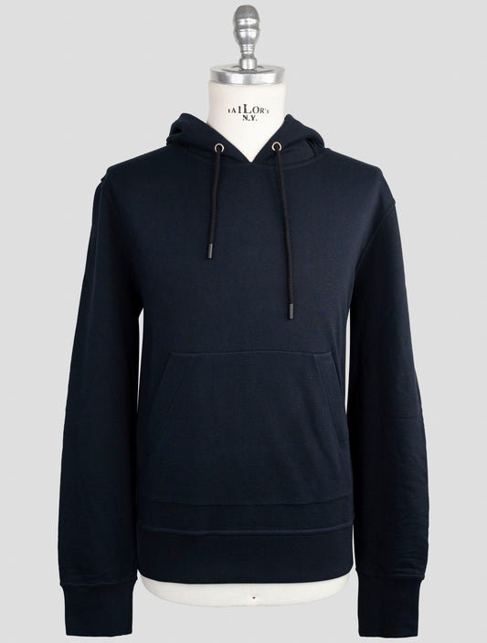 Kiton Knt Blue Cotton Sweater Hoodie