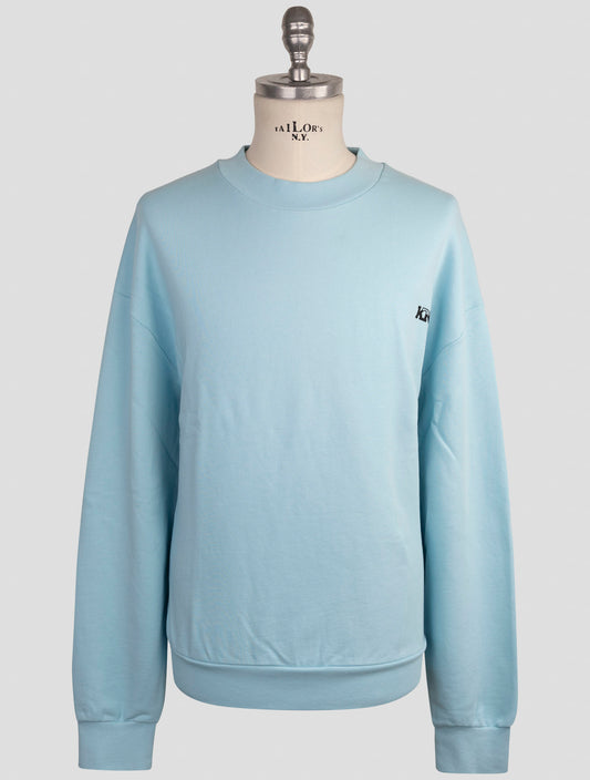 Kiton Knt Light Blue Cotton Sweater Crewneck