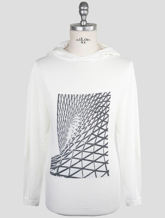 Kiton Knt White Cotton Sweater Hoodie