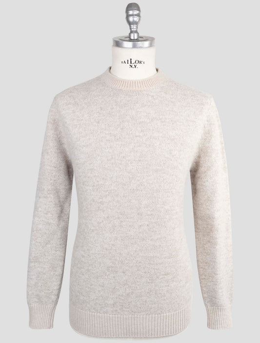 Kiton Knt Beige Virgin Wool Cashmere Sweater Crewneck