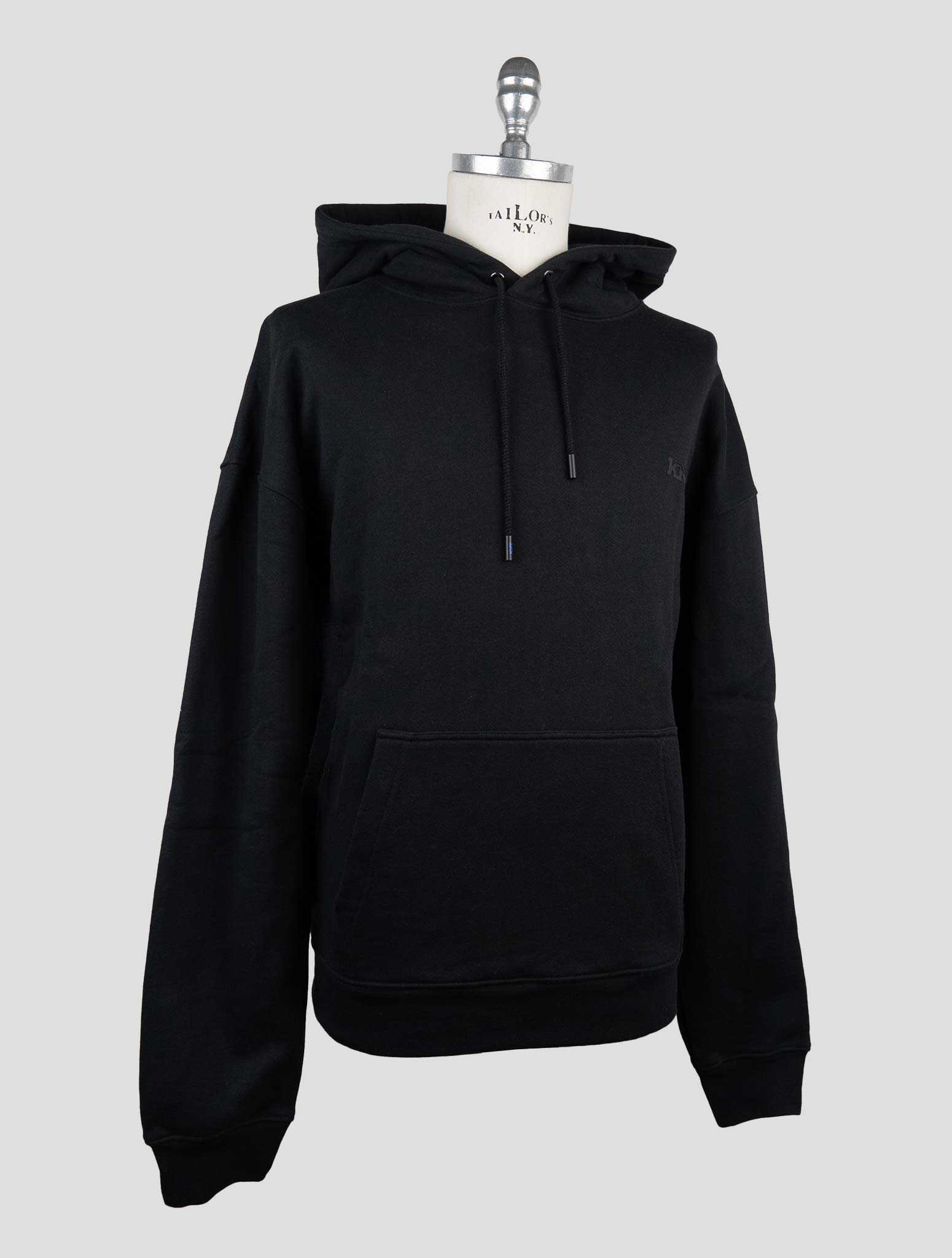 Kiton Knt Black Cotton Sweater Hoodie