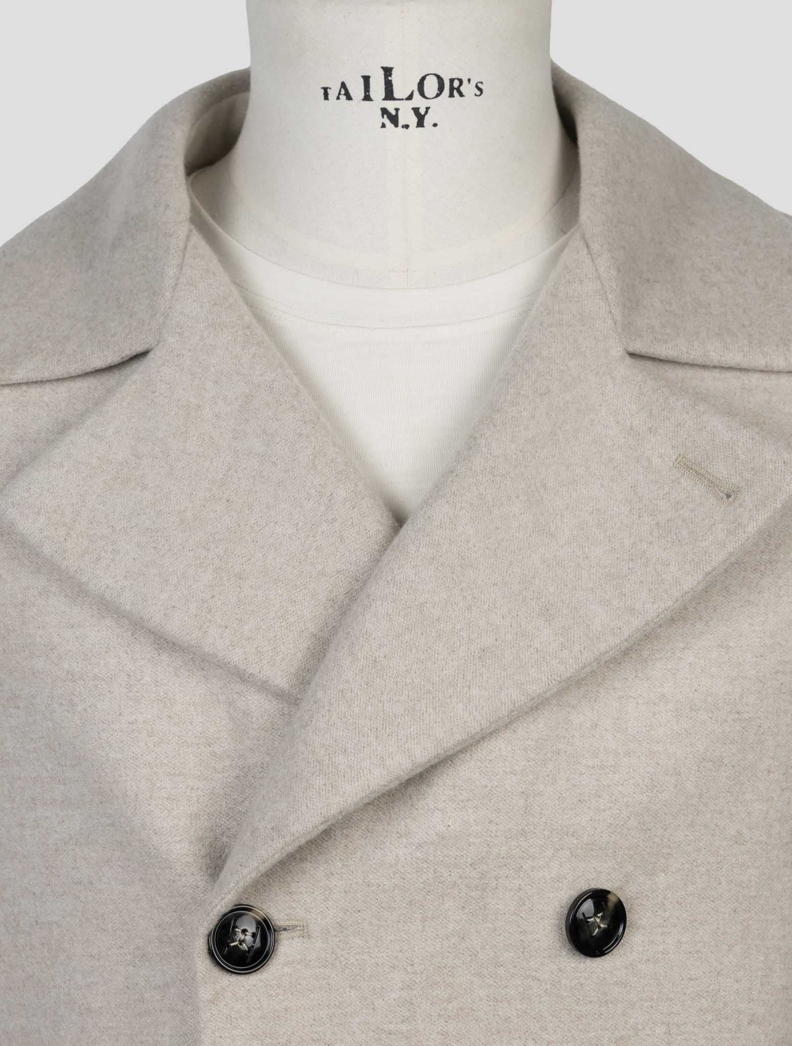 Kiton Beige Wool Cashmere Coat