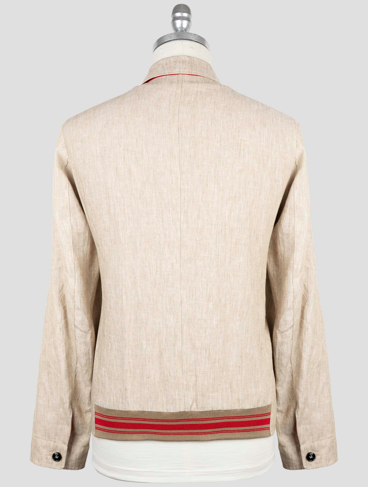 Kiton Red Beige Linen Pa Reverse Coat