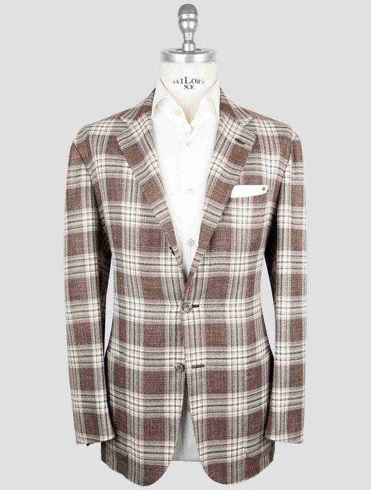 Kiton Brown Cashmere Virgin Wool Silk Linen Blazer