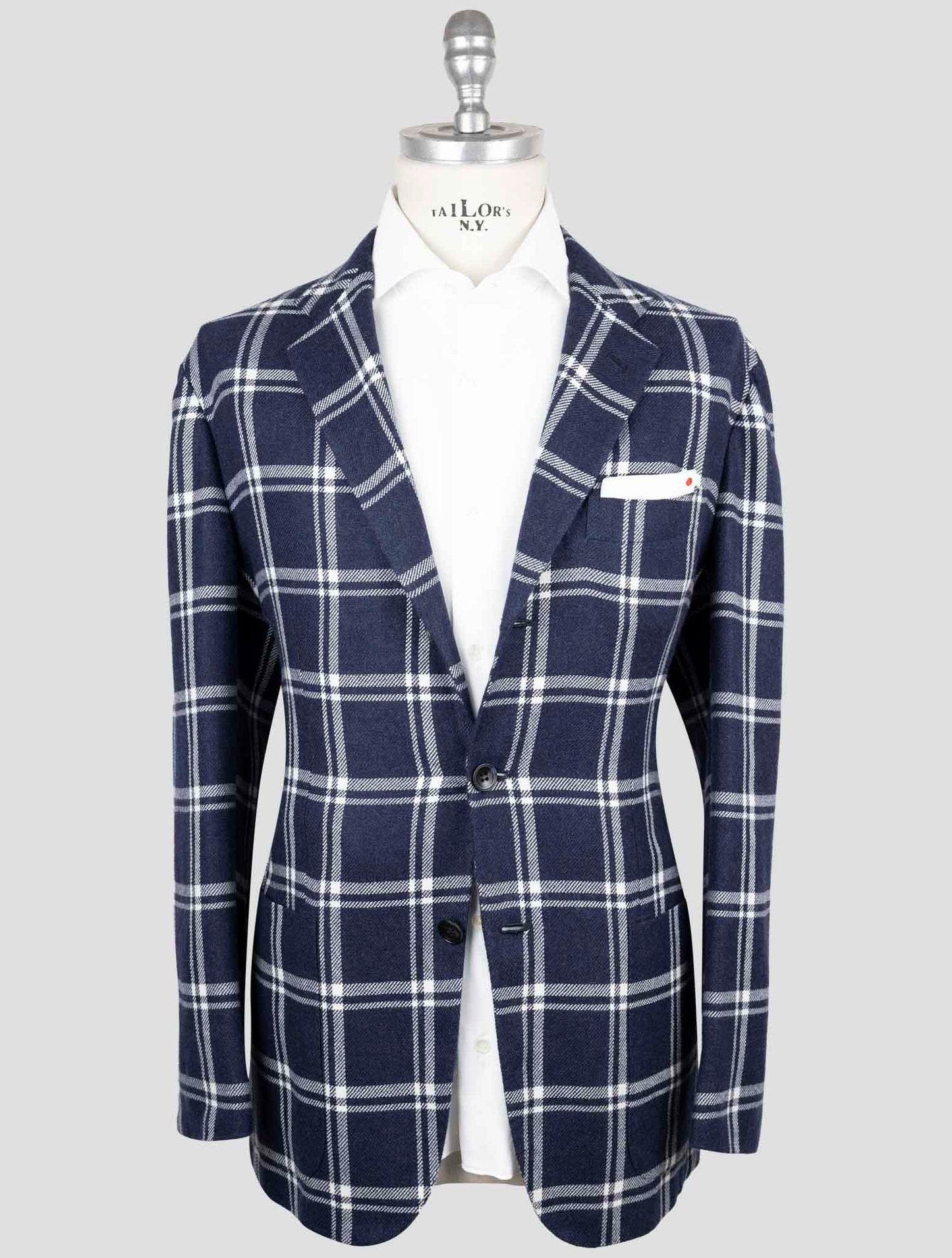 Kiton Blue Linen Cashmere Blazer