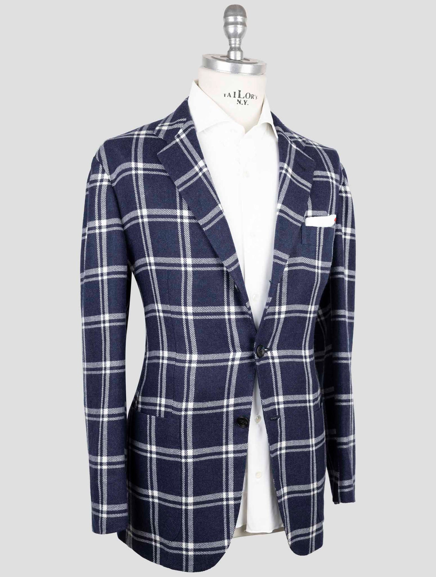 Kiton Blue Linen Cashmere Blazer