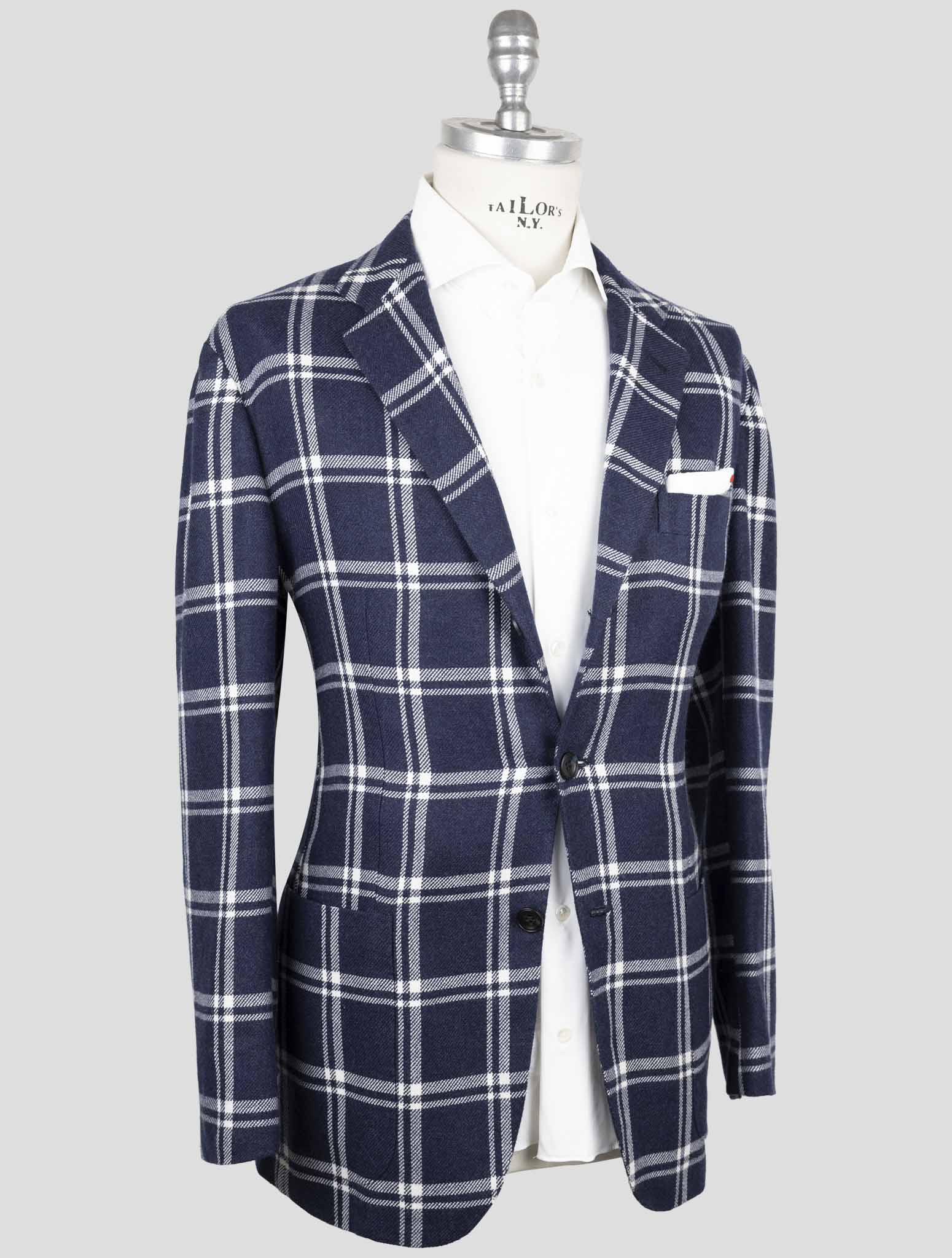 Kiton Blue Linen Cashmere Blazer