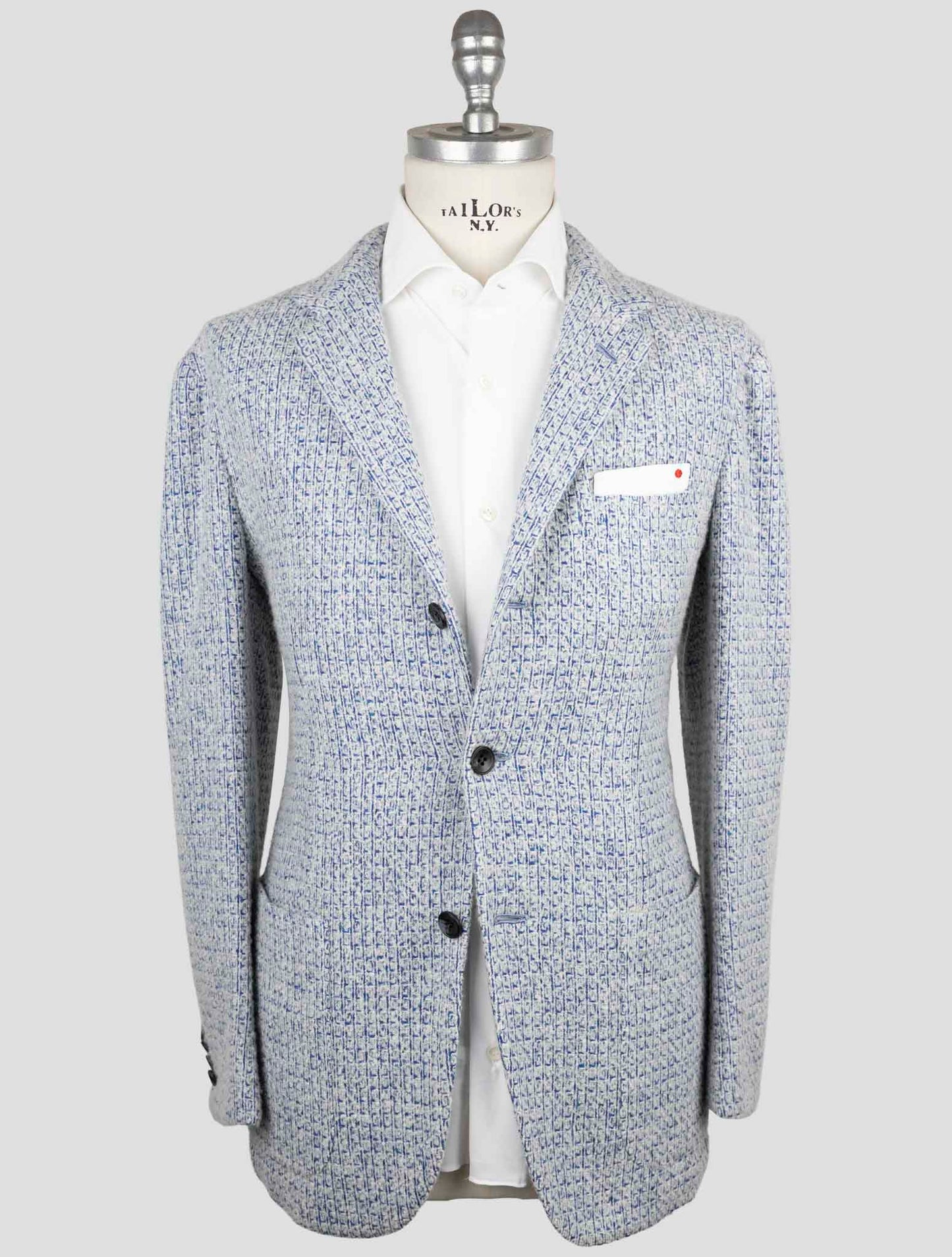 Kiton Blue White Cashmere Silk Blazer
