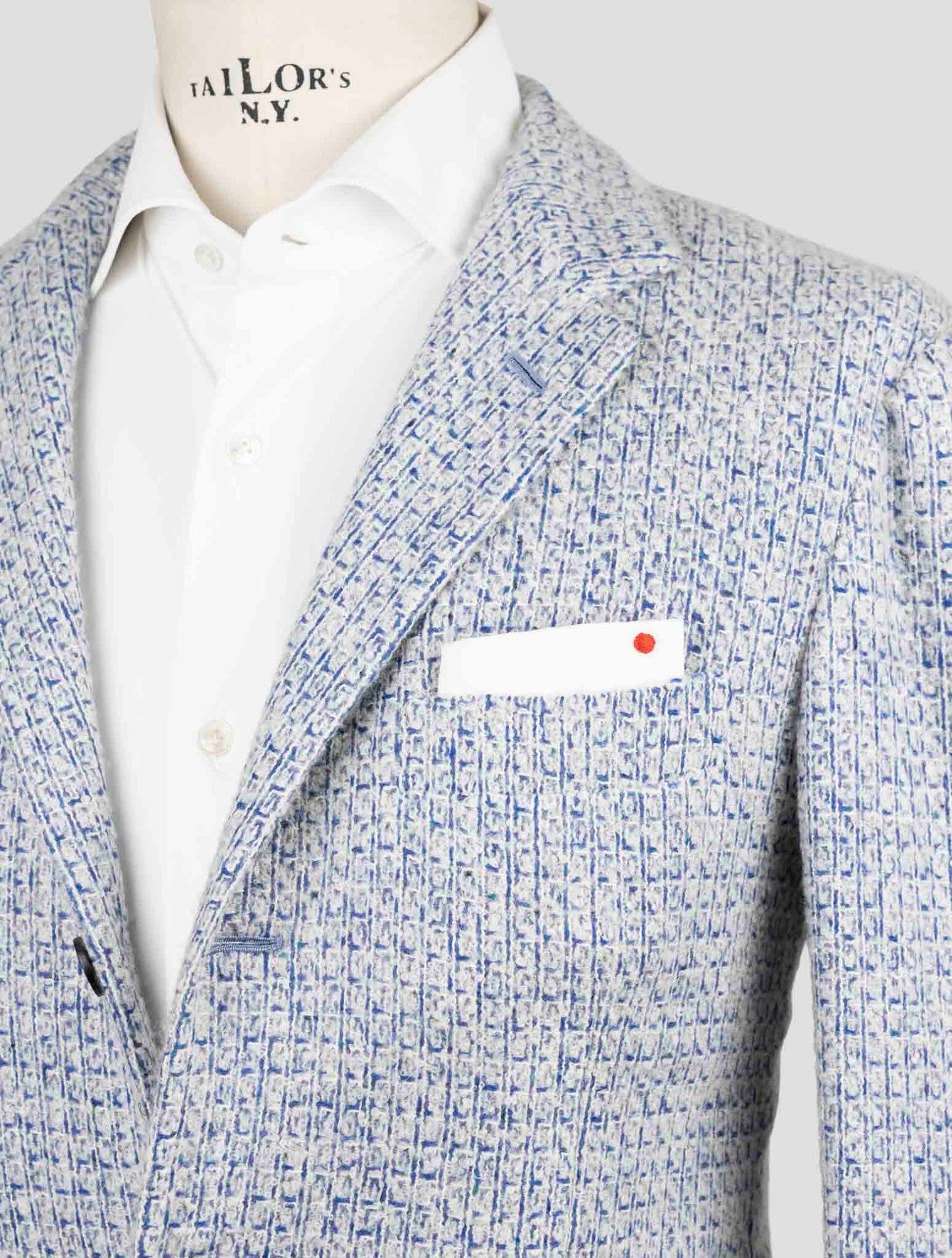 Kiton Blue White Cashmere Silk Blazer