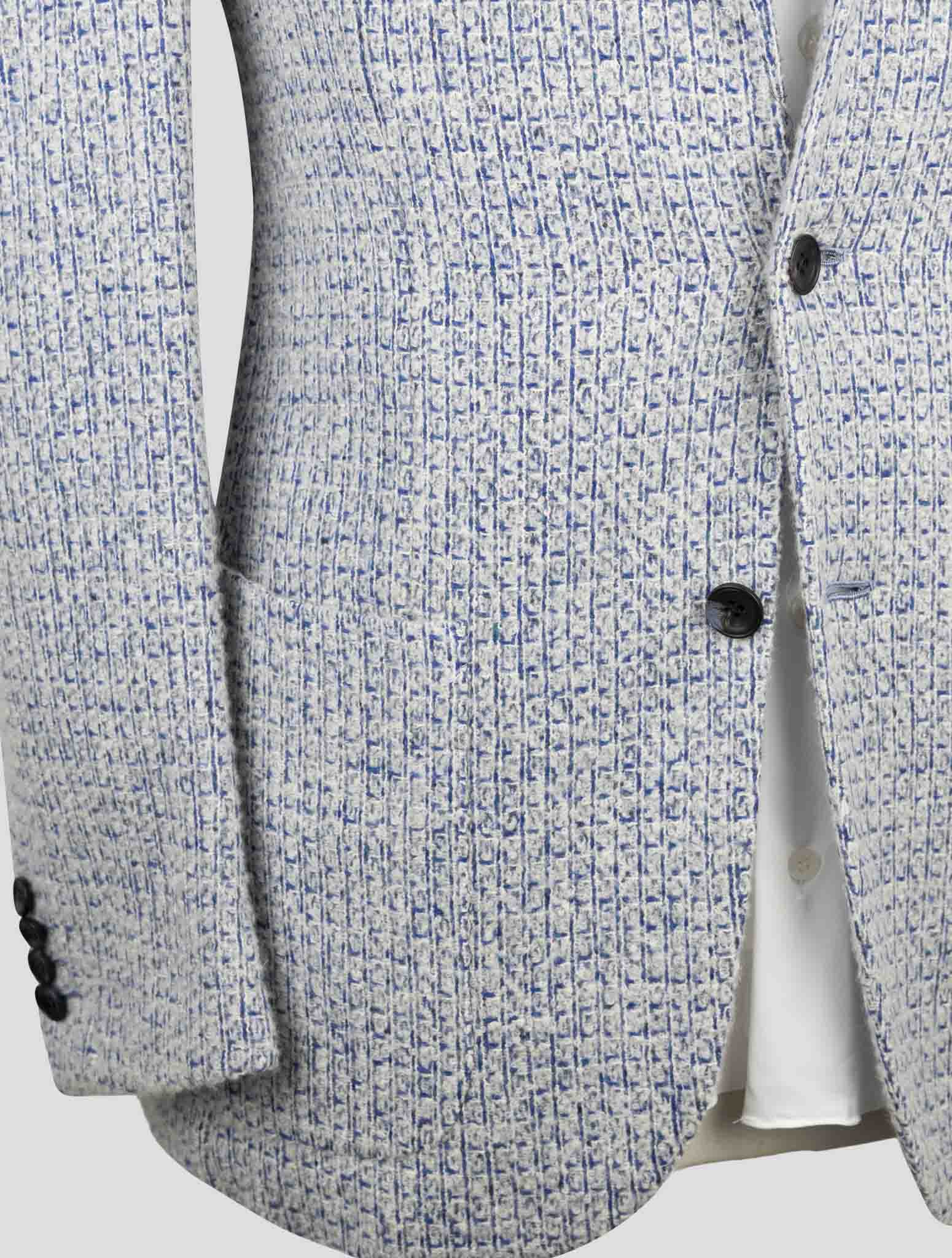 Kiton Blue White Cashmere Silk Blazer