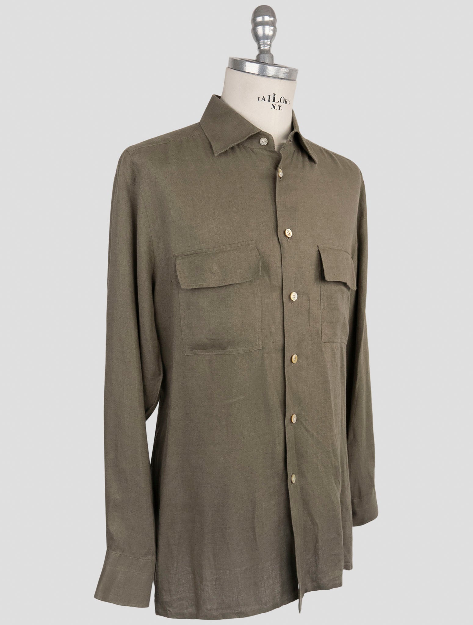 Kiton Green Linen Shirt
