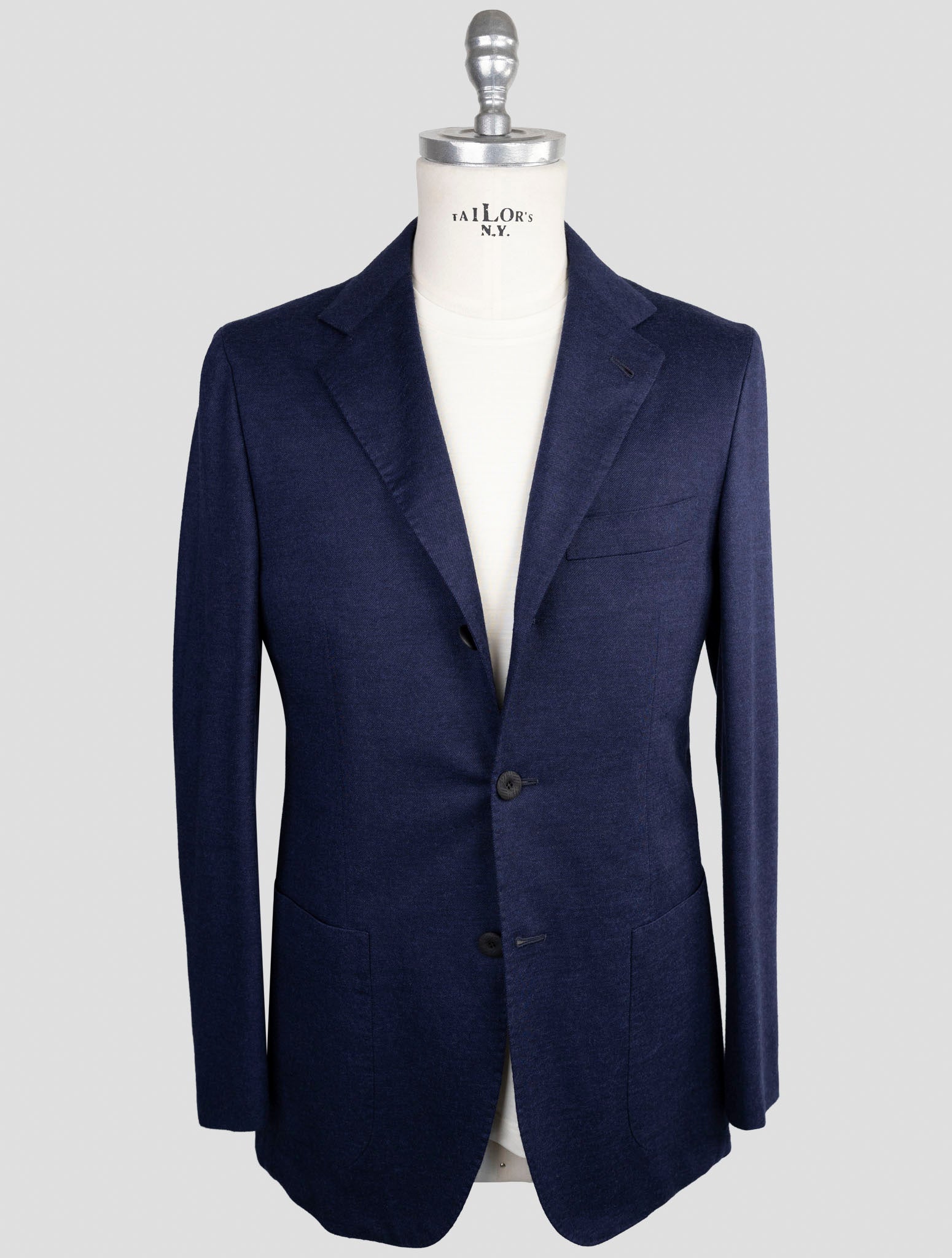 Kiton Knt Blue Virgin Wool Blazer