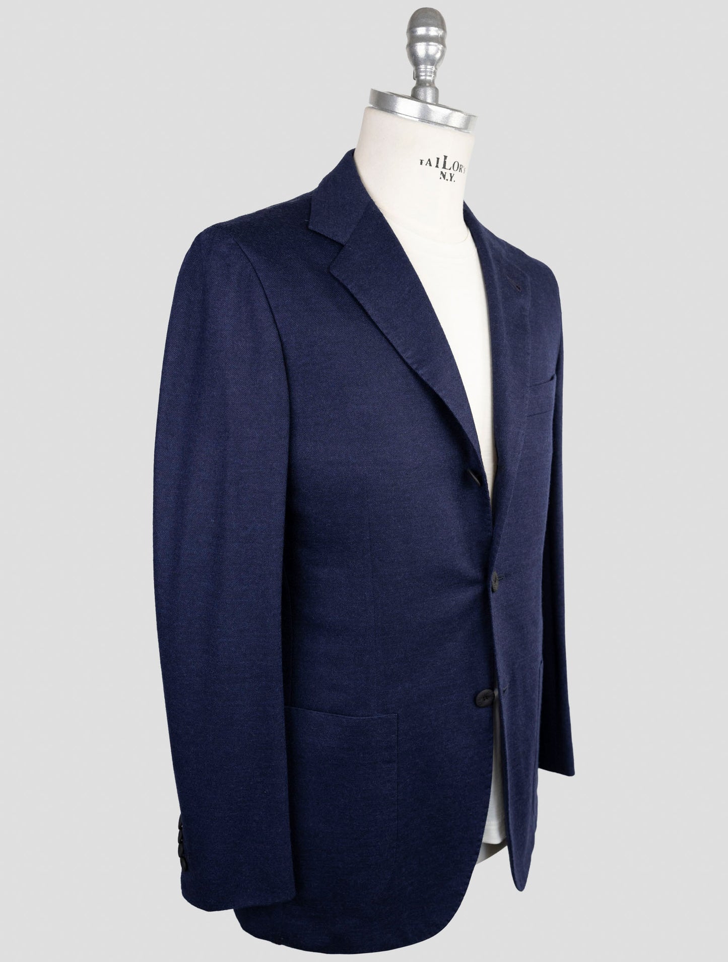 Kiton Knt Blue Virgin Wool Blazer