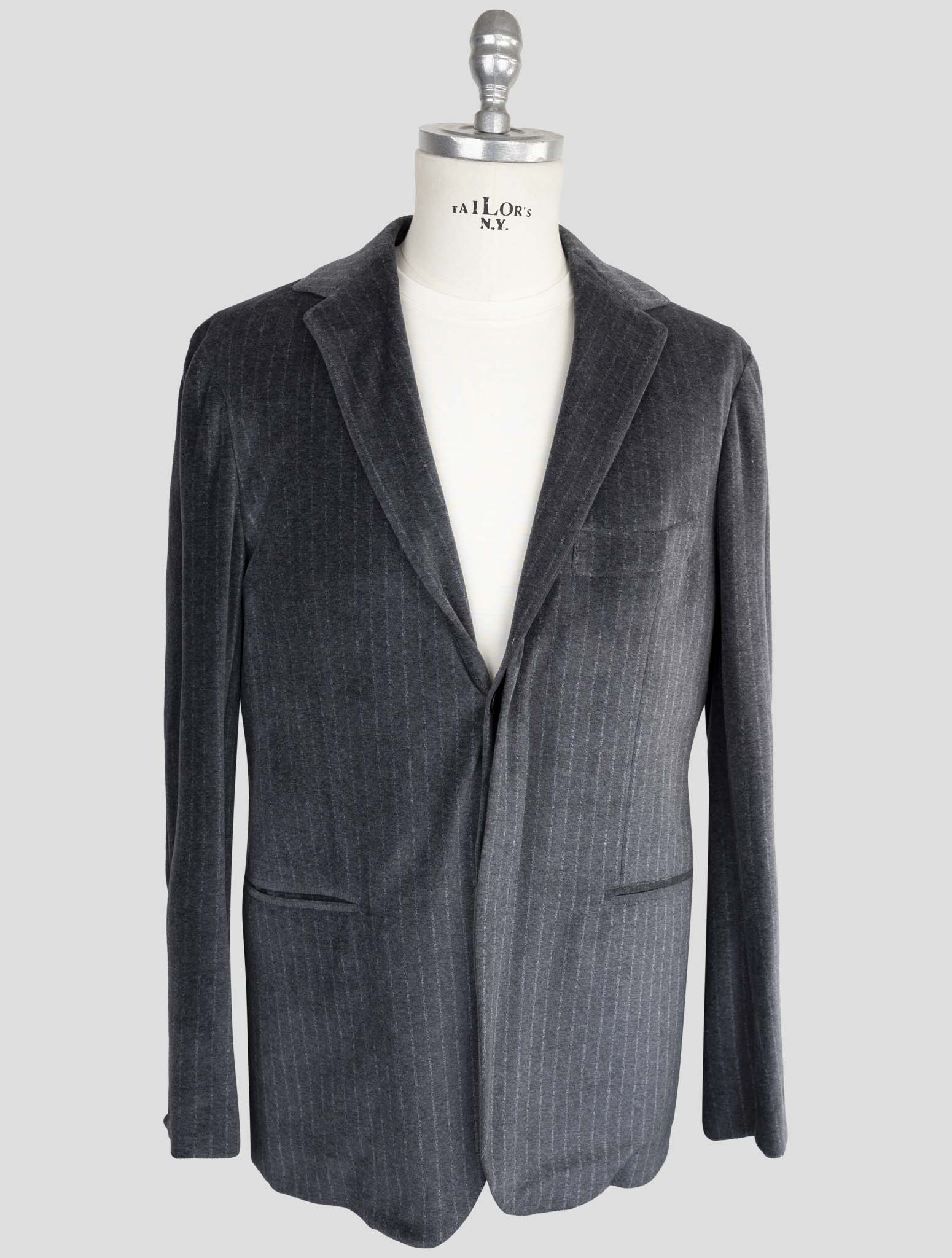 Kiton Knt Gray Cotton Pl Velvet Suit
