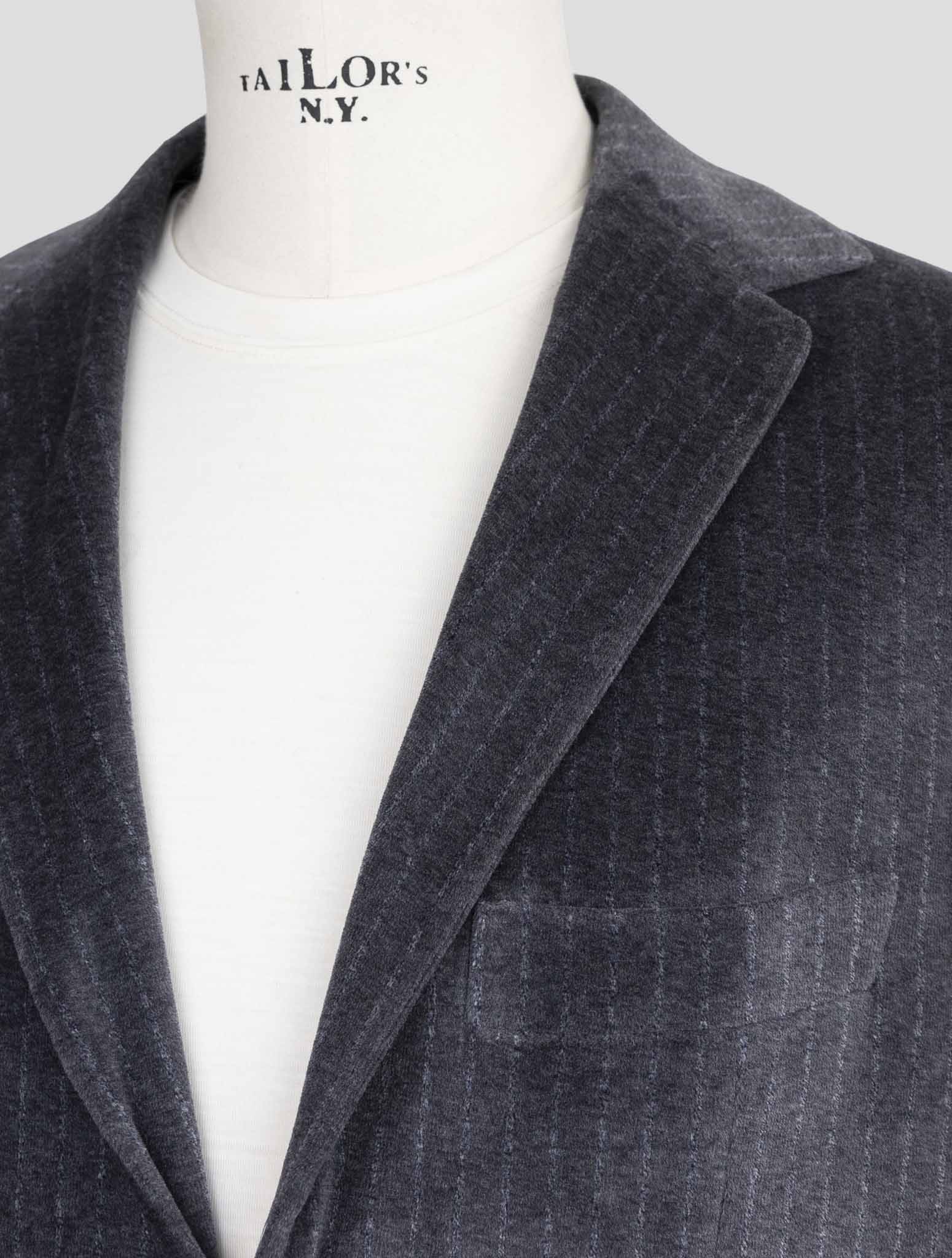 Kiton Knt Gray Cotton Pl Velvet Suit