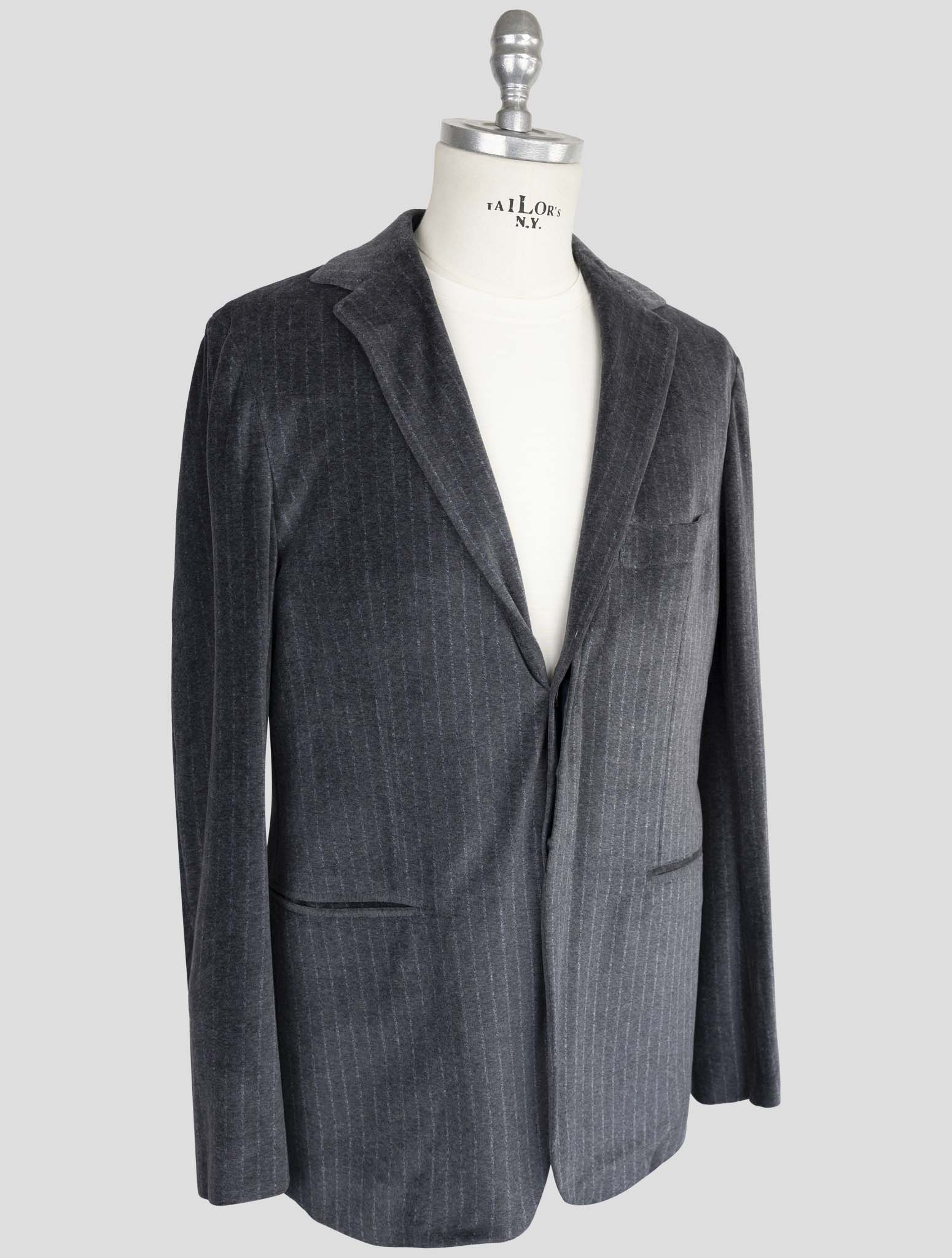 Kiton Knt Gray Cotton Pl Velvet Suit