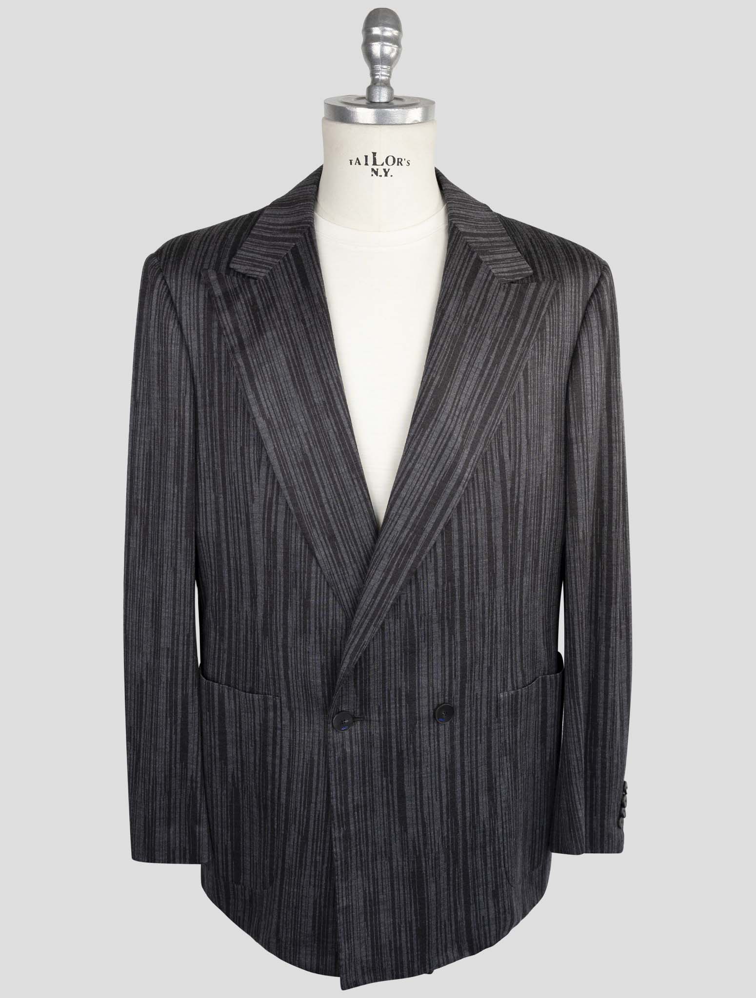 Kiton Knt Gray Wool Double Breasted Suit