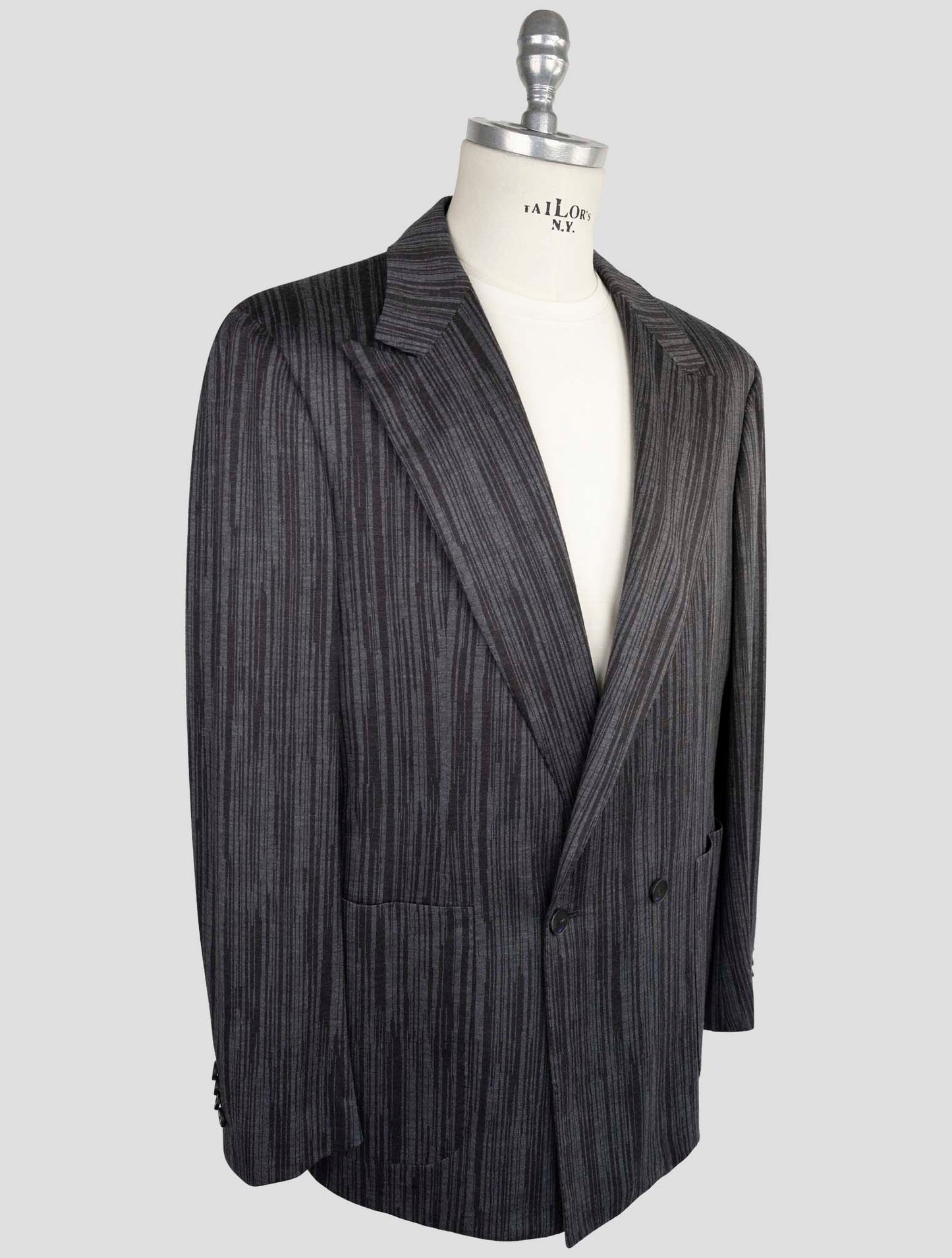 Kiton Knt Gray Wool Double Breasted Suit