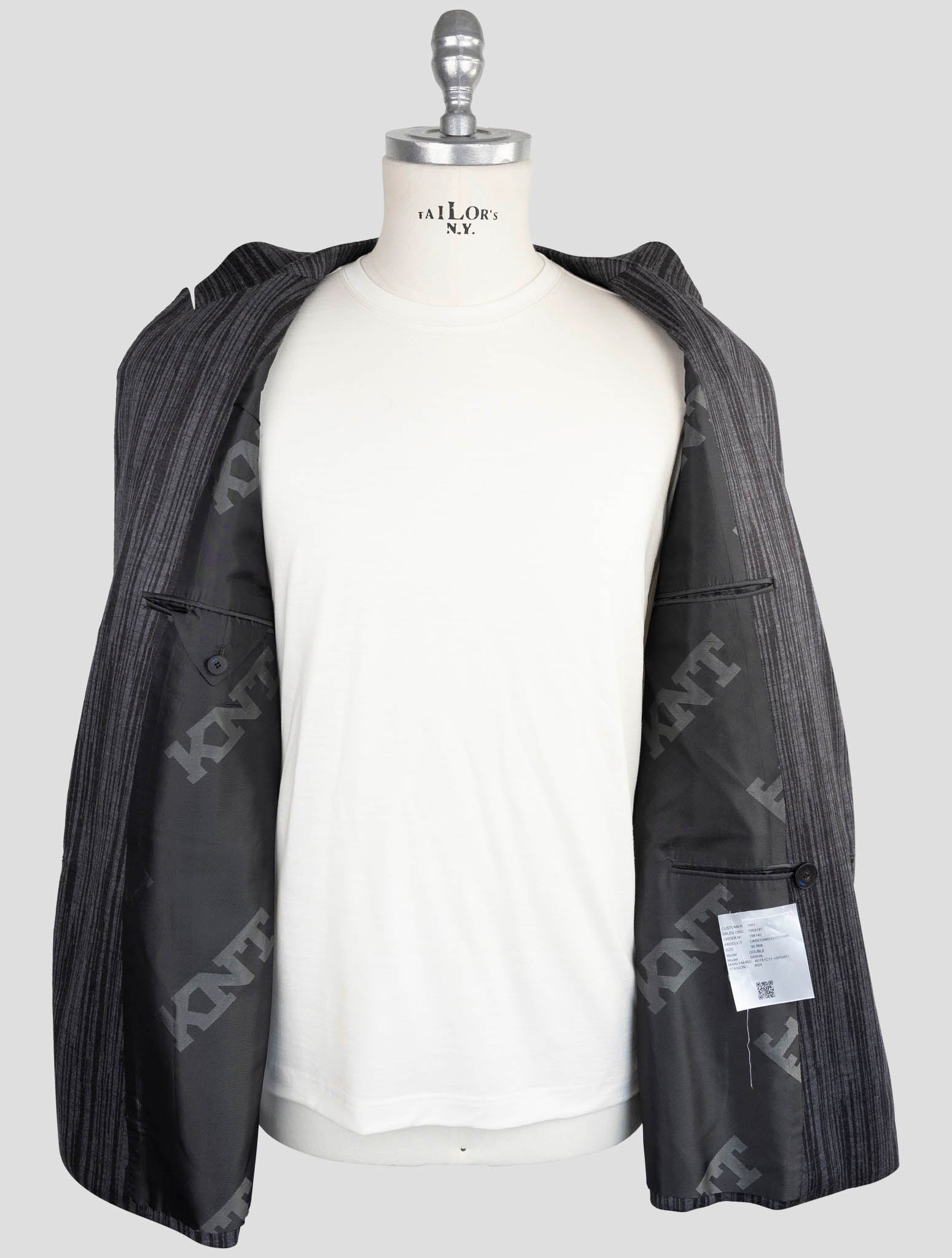 Kiton Knt Gray Wool Double Breasted Suit