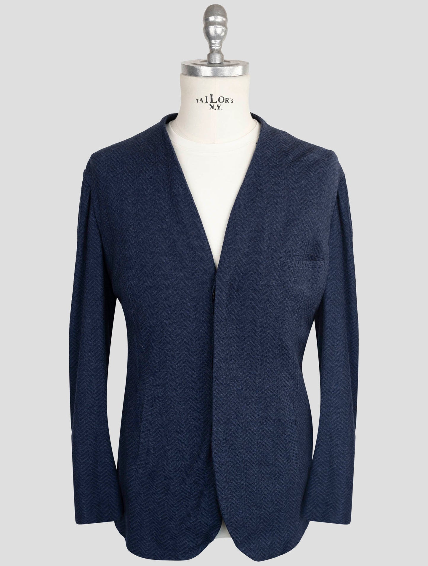 Kiton Knt Blue Cotton Cashmere Silk Suit