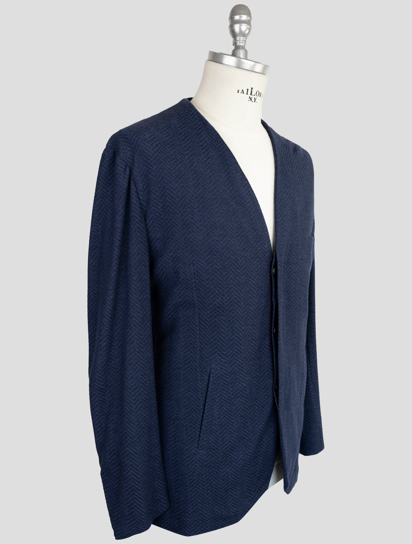 Kiton Knt Blue Cotton Cashmere Silk Suit