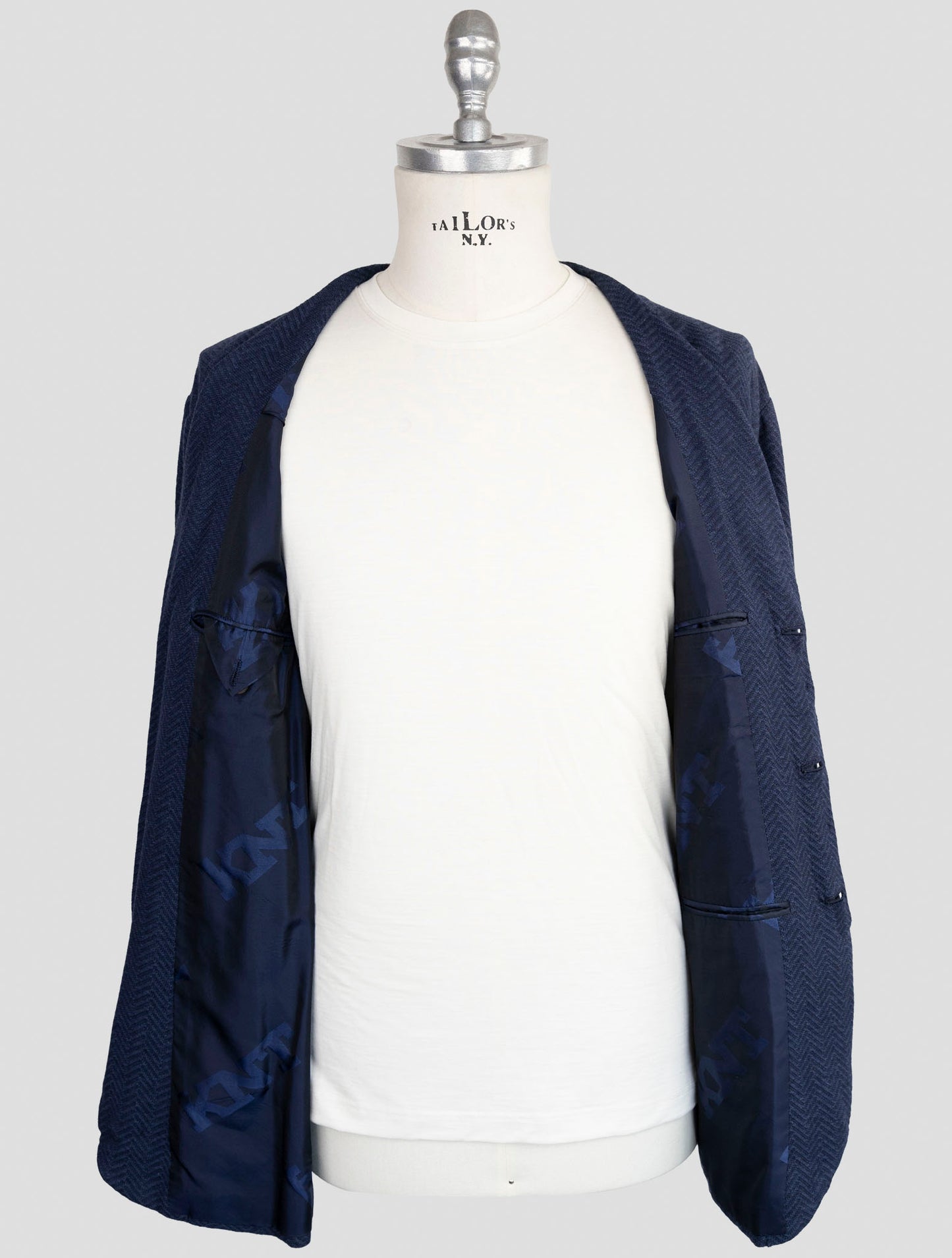 Kiton Knt Blue Cotton Cashmere Silk Suit