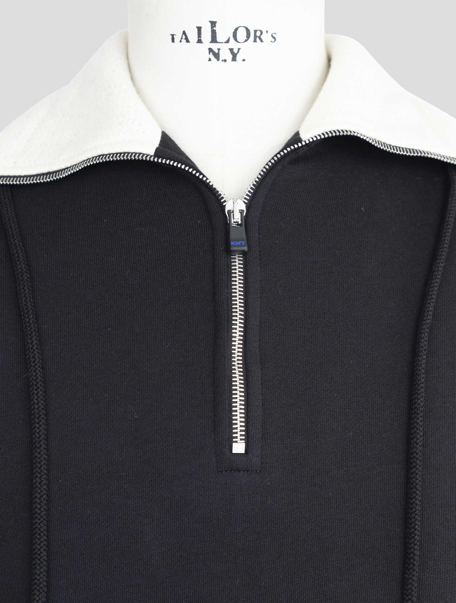 Kiton Knt Black Cotton Sweater Halp Zip