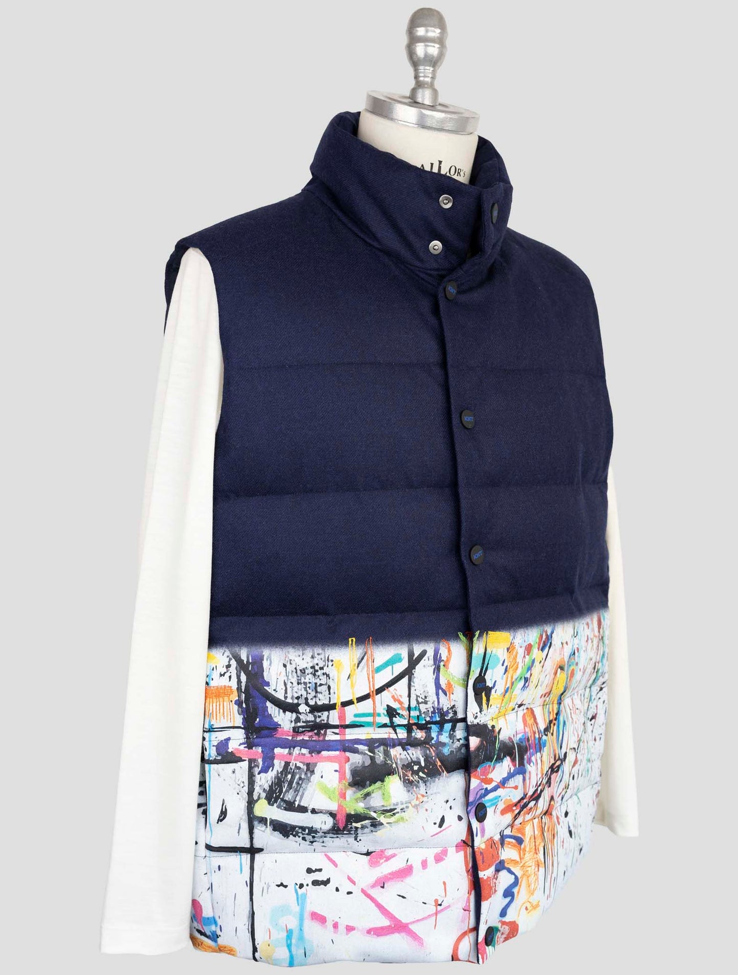 Kiton Knt Blue Virgin Wool Cashmere Coat Gilet