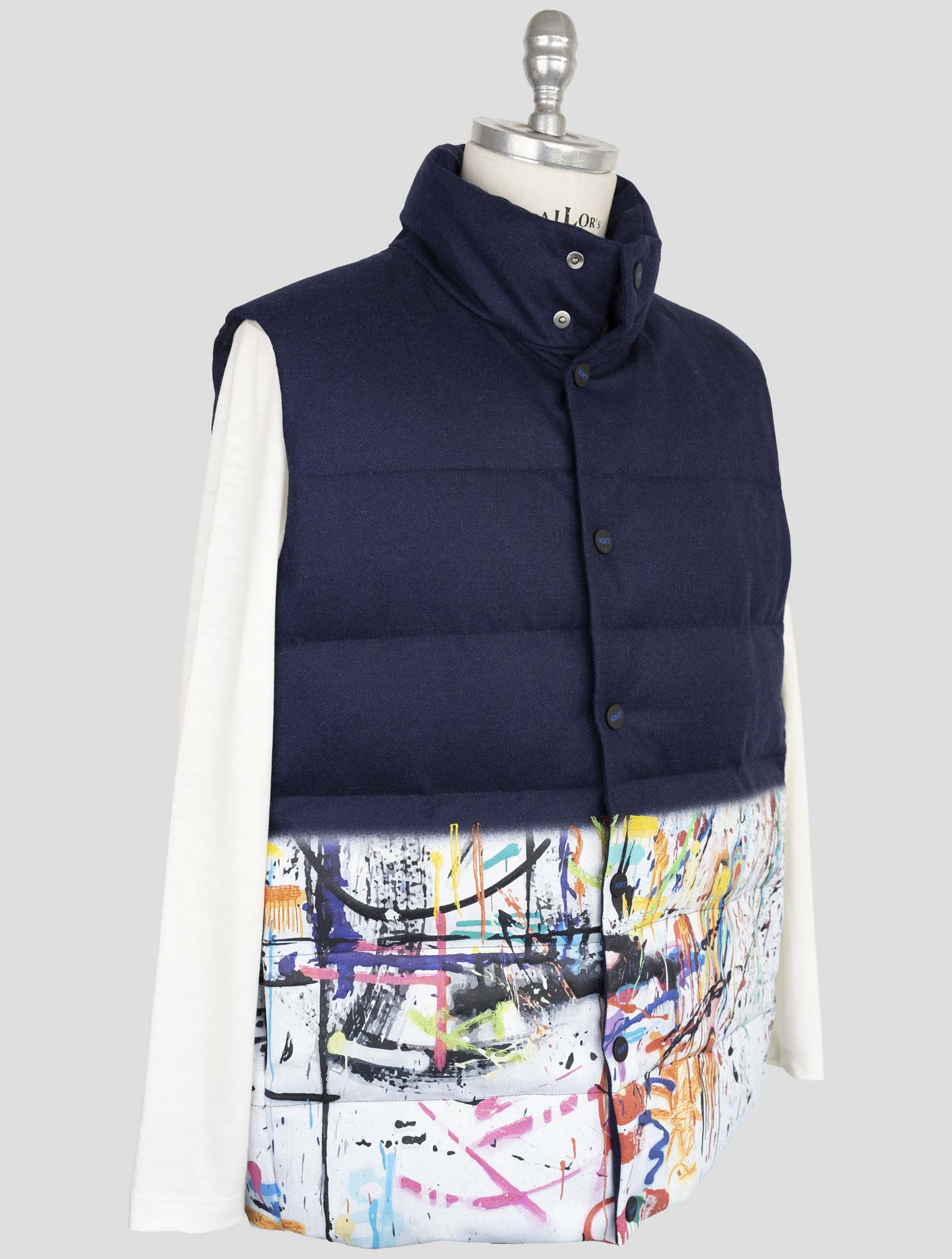 Kiton Knt Blue Virgin Wool Cashmere Coat Gilet