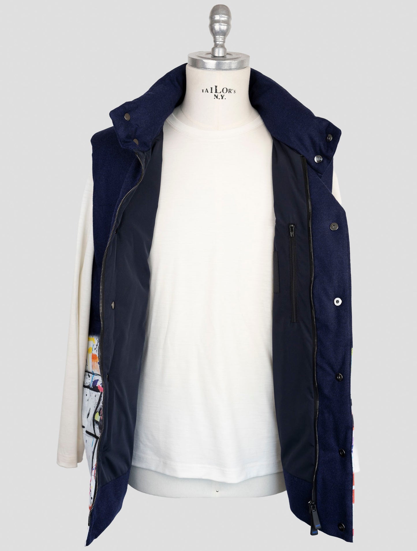 Kiton Knt Blue Virgin Wool Cashmere Coat Gilet