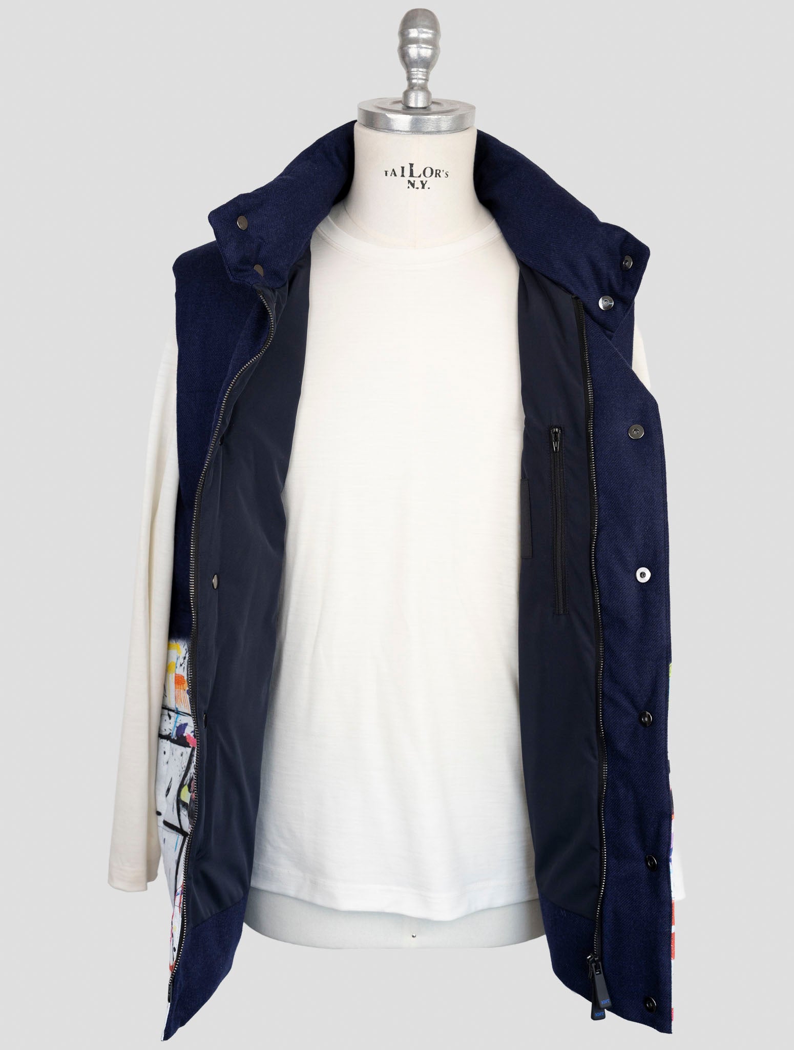 Kiton Knt Blue Virgin Wool Cashmere Coat Gilet