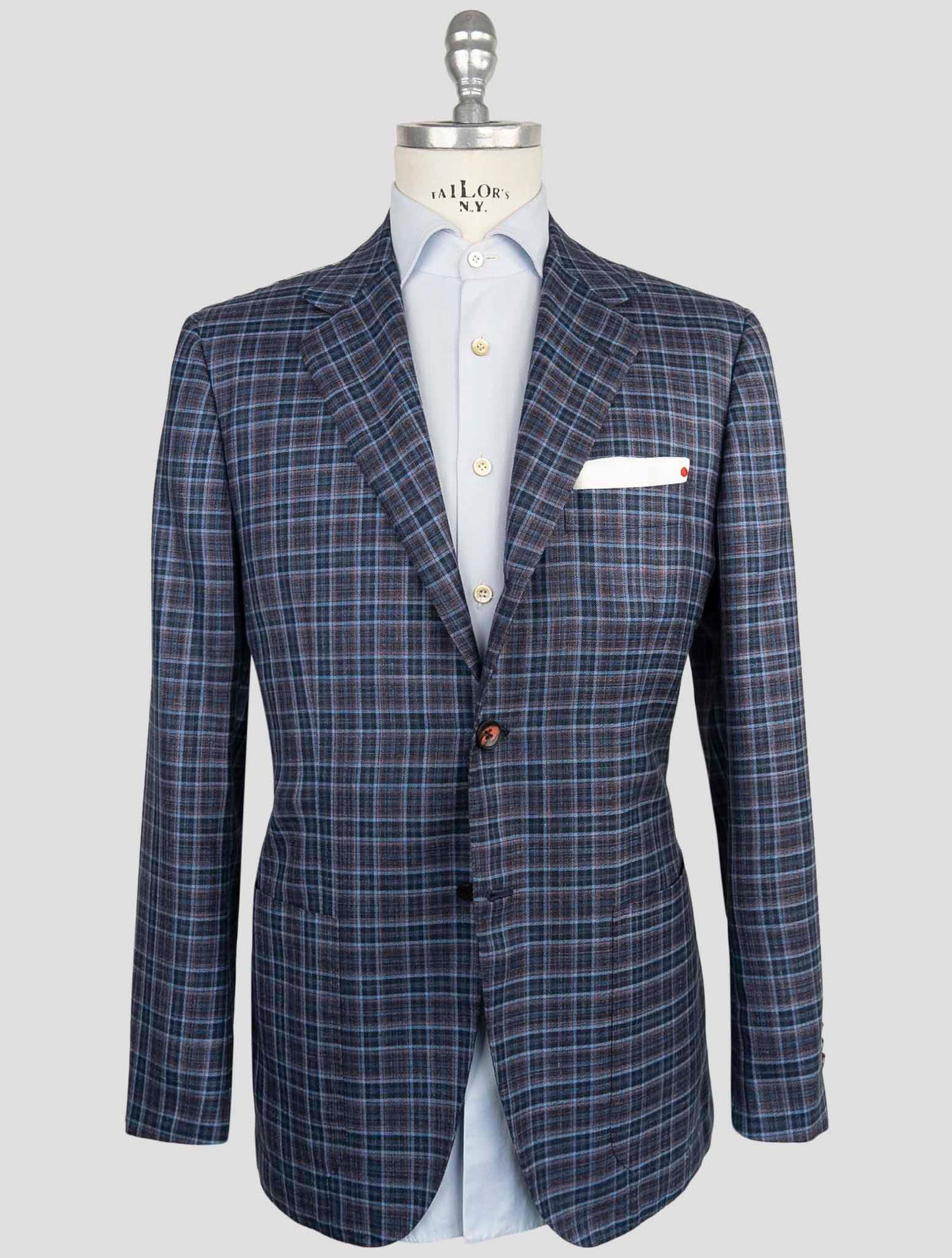 Kiton Blue Cashmere Silk Linen Blazer