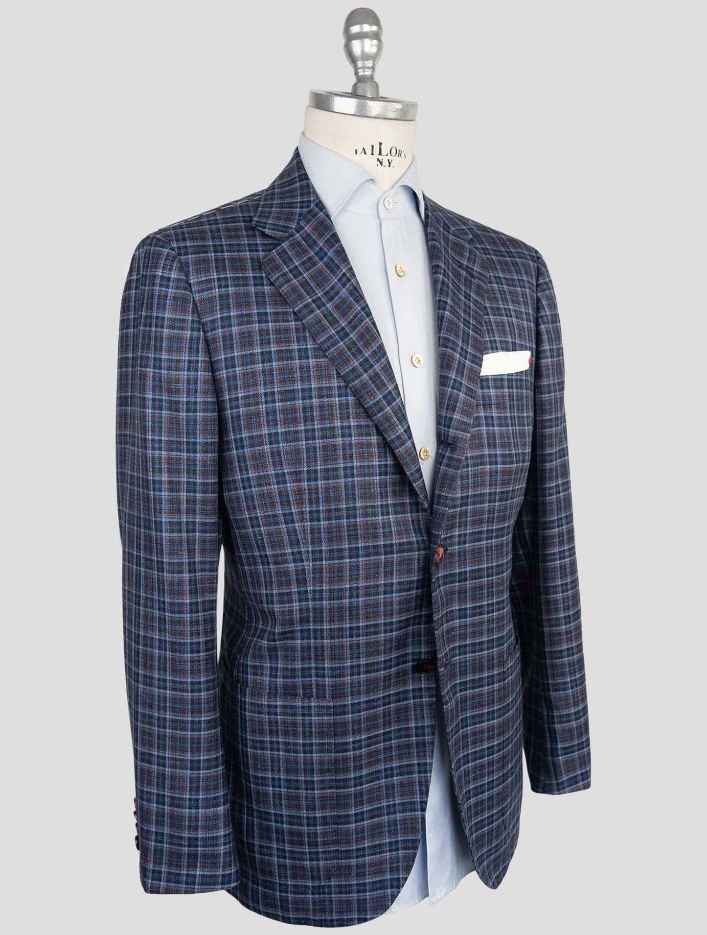 Kiton Blue Cashmere Silk Linen Blazer
