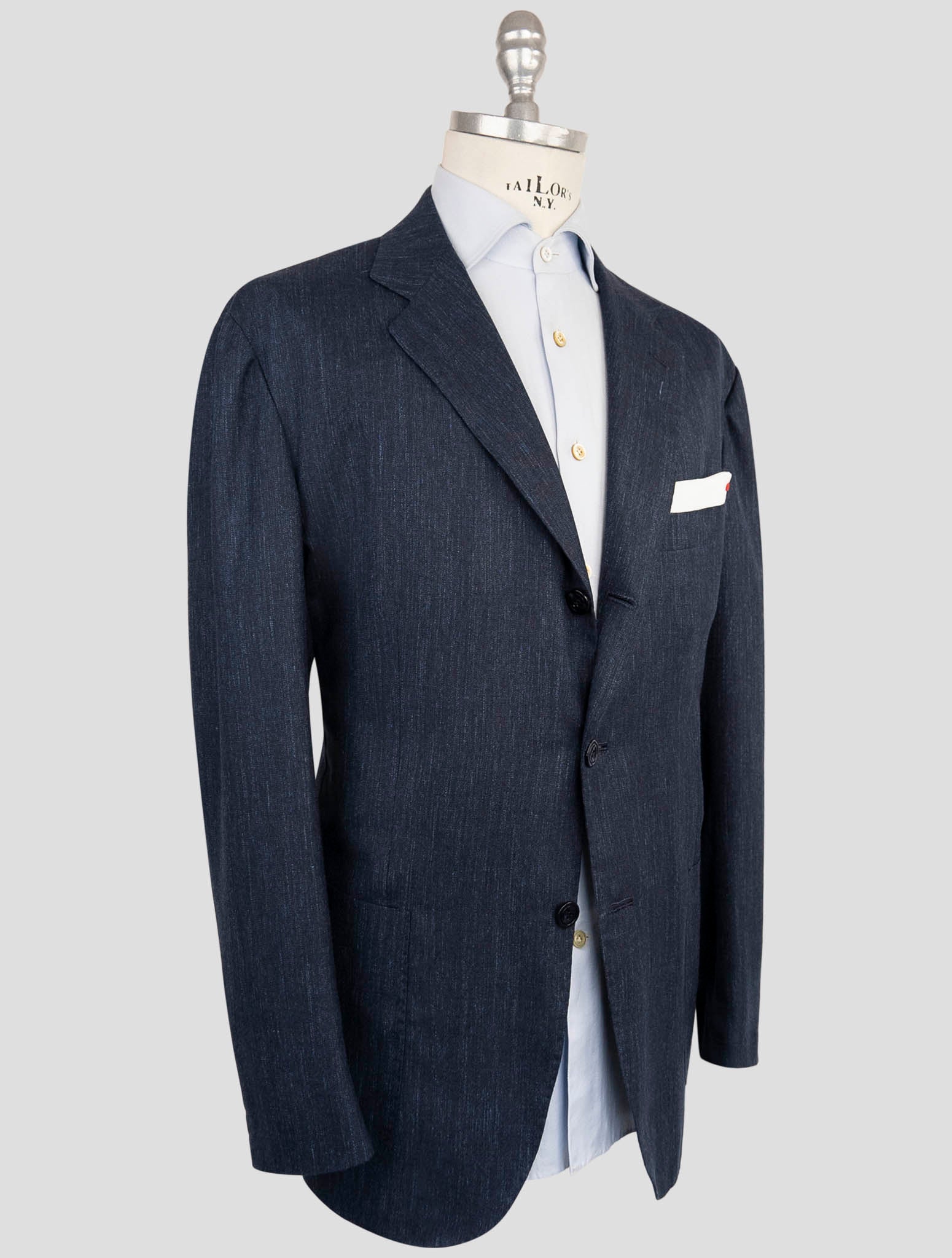 Kiton Blue Cashmere Linen Silk Suit