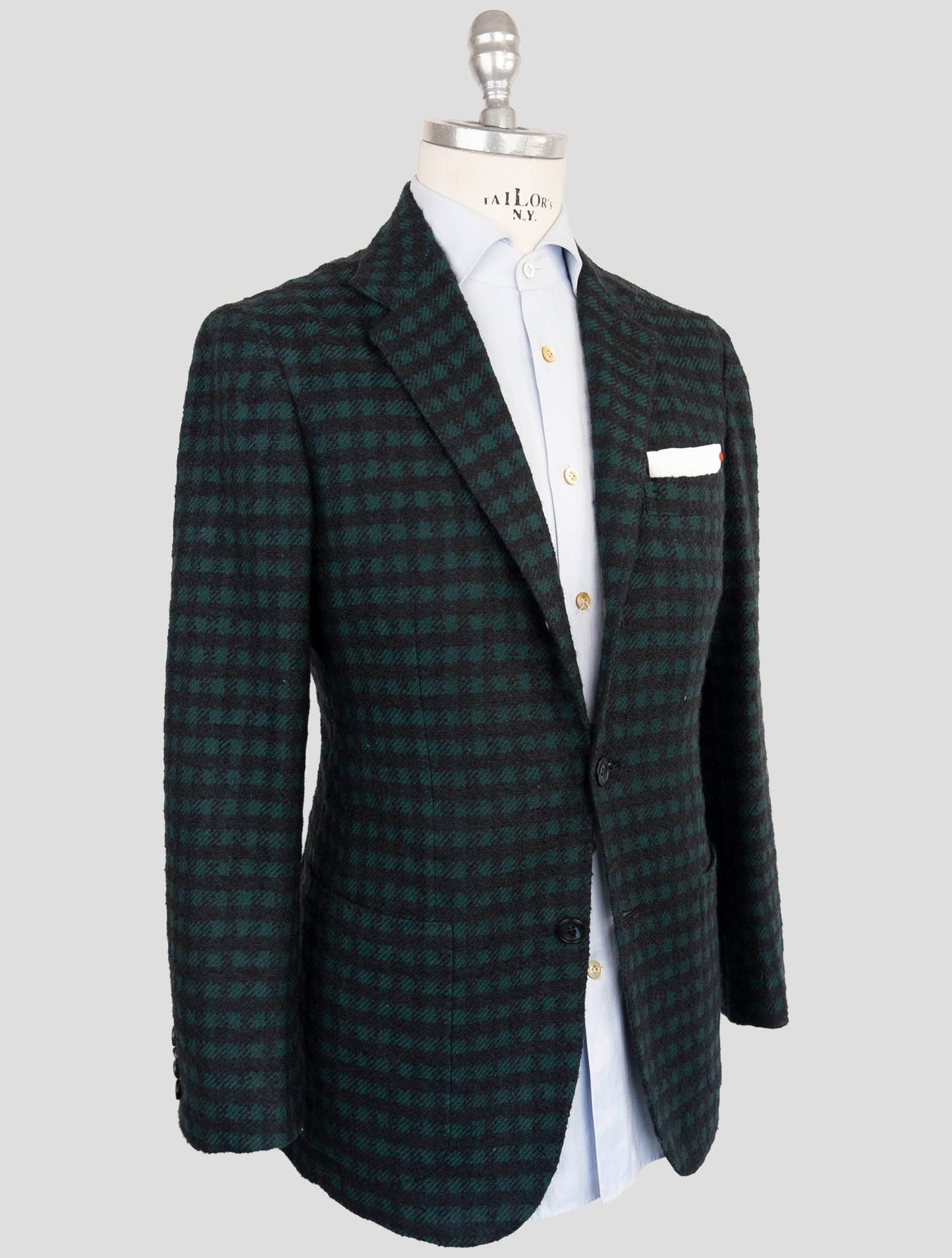 Kiton Green Blue Cashmere Silk Blazer