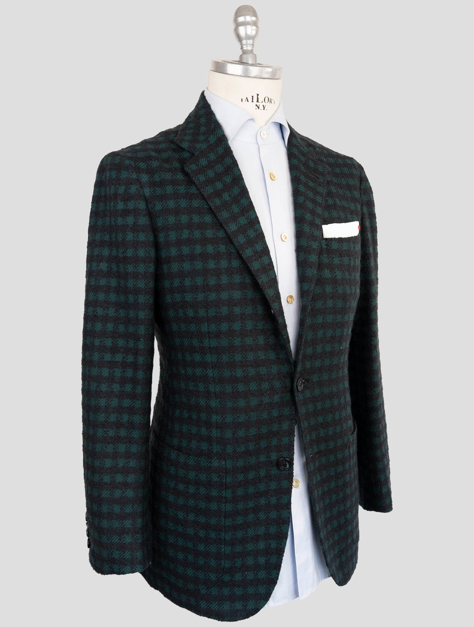Kiton Green Blue Cashmere Silk Blazer