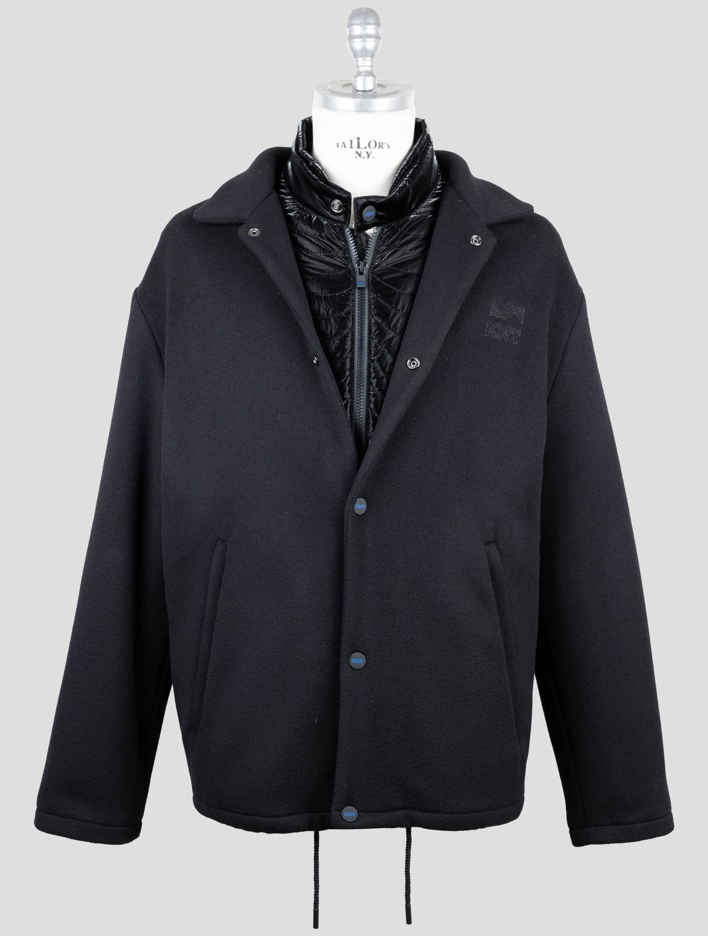 Kiton Knt Black Virgin Wool Pa Cashmere Overcoat