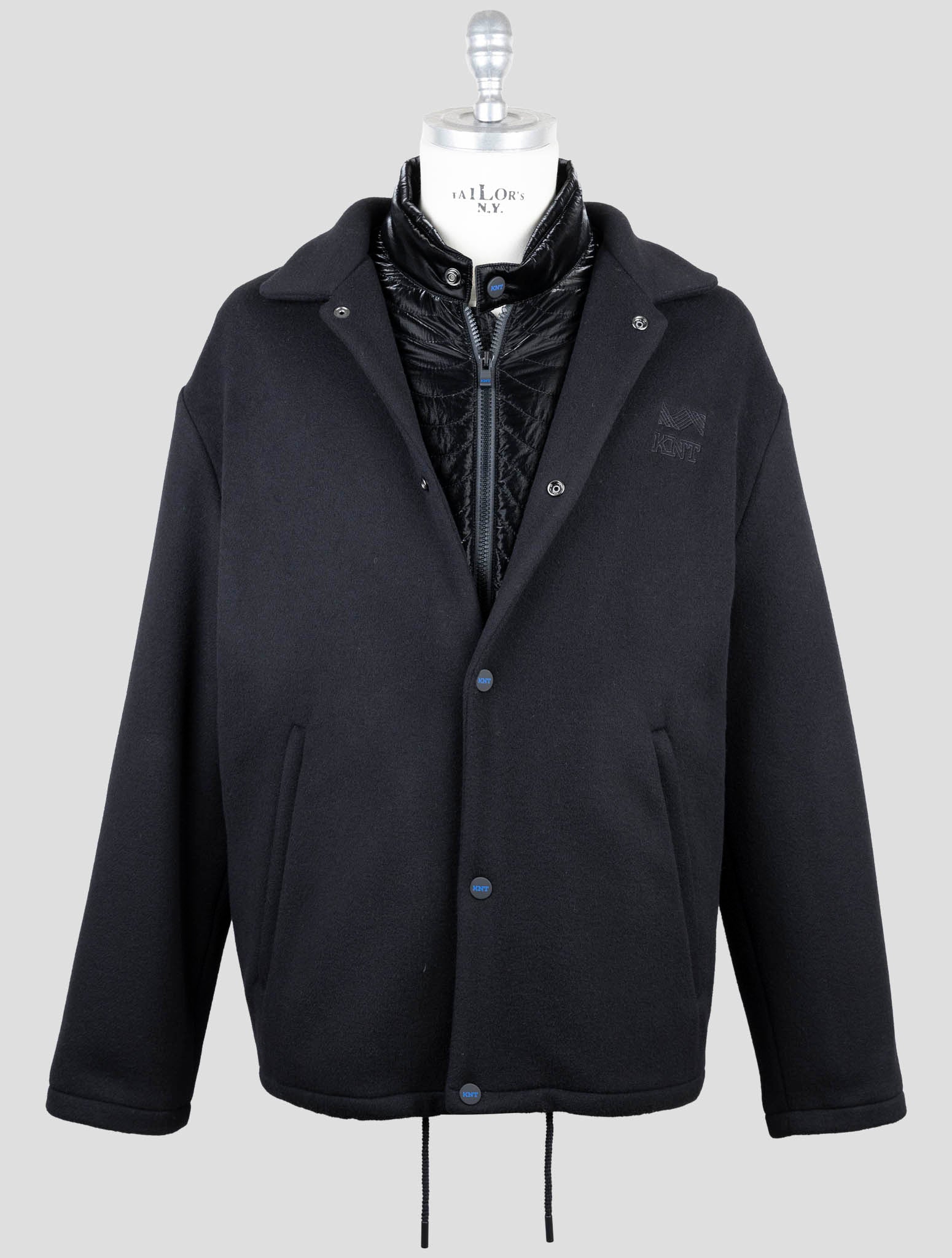 Kiton Knt Black Virgin Wool Pa Cashmere Overcoat