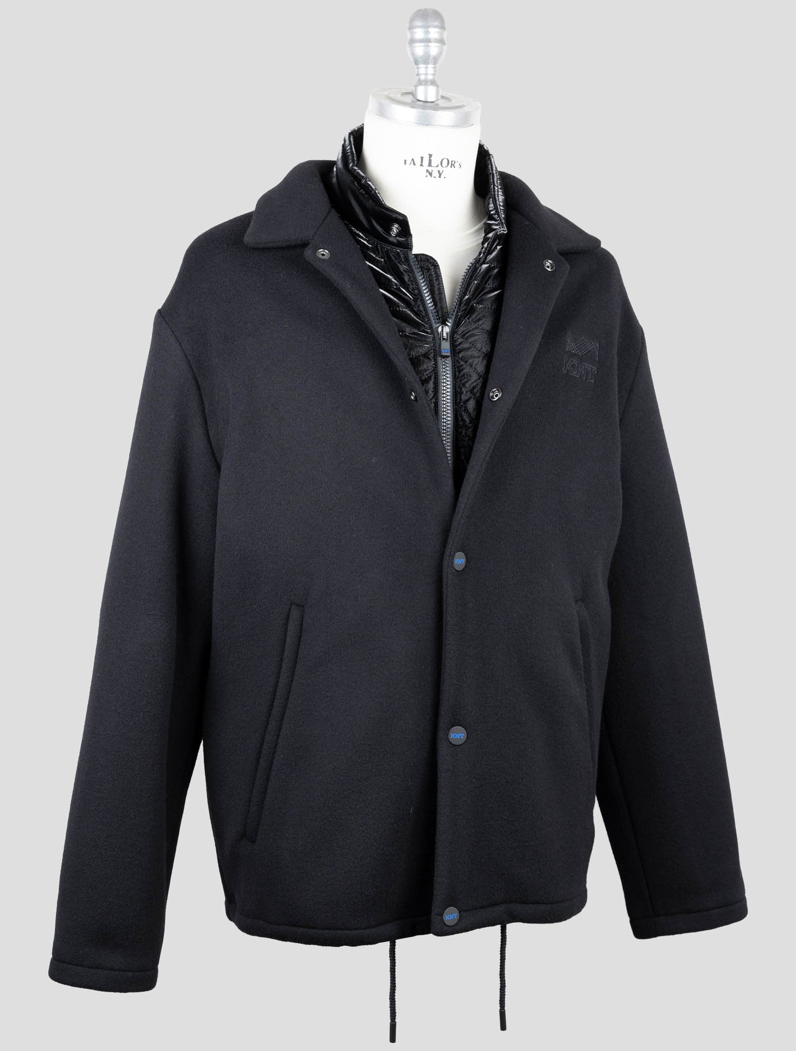 Kiton Knt Black Virgin Wool Pa Cashmere Overcoat